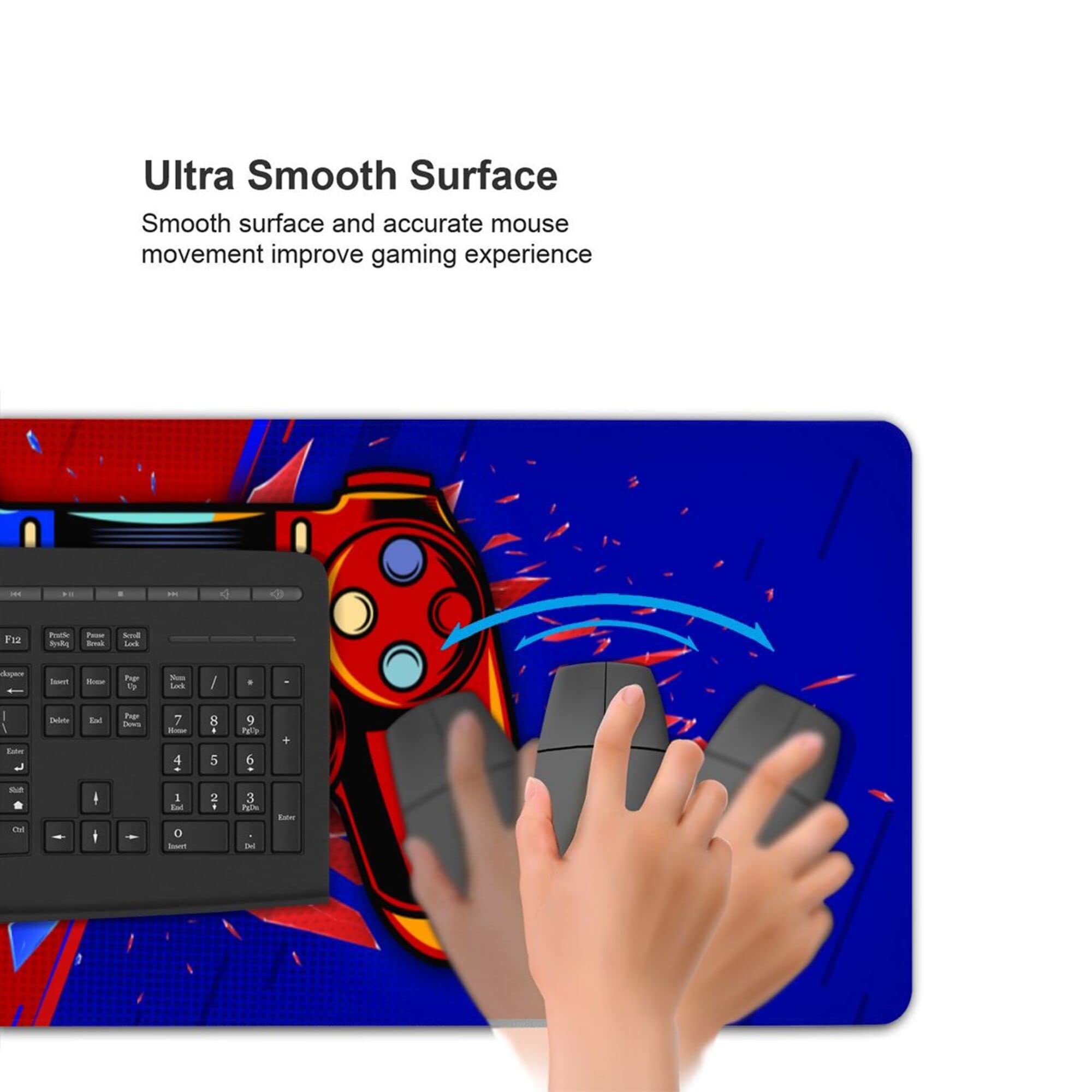 Premium Extended Gaming Mouse Pad - Non-Slip Rubber Base & Stitched Edges (35.4x15.7 Inch) for PC, Laptop, Console | Perfect for Gamer Room Decor, Playroom Setup & Office Workstation