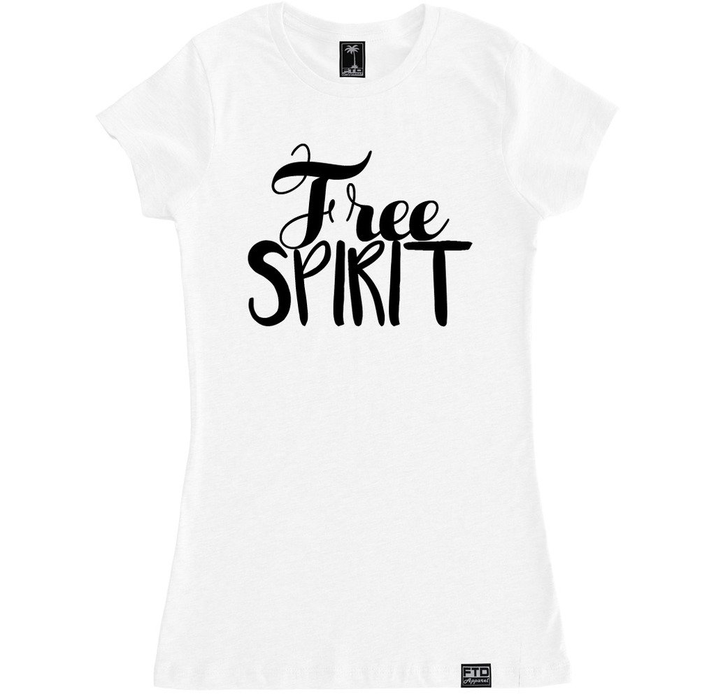 FTD Apparel Women's Free Spirit Graphic T-Shirt - Soft Cotton Casual Tee for Everyday Wear, Street Style & Festival Outfits