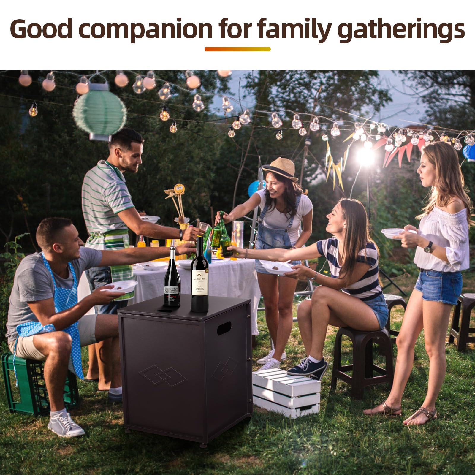 **Dual Function Propane Tank Cover Table with Storage Sides – Outdoor Gas Tank Storage Side Table for 20 lbs Propane Tanks – Perfect for Gas Fire Pits, Grills, Griddles & Stoves – Brown**    *(Ideal for Patio, Backyard, Camping & BBQ Gatherings – Protects & Organizes Your Propane Tank in Style!)*