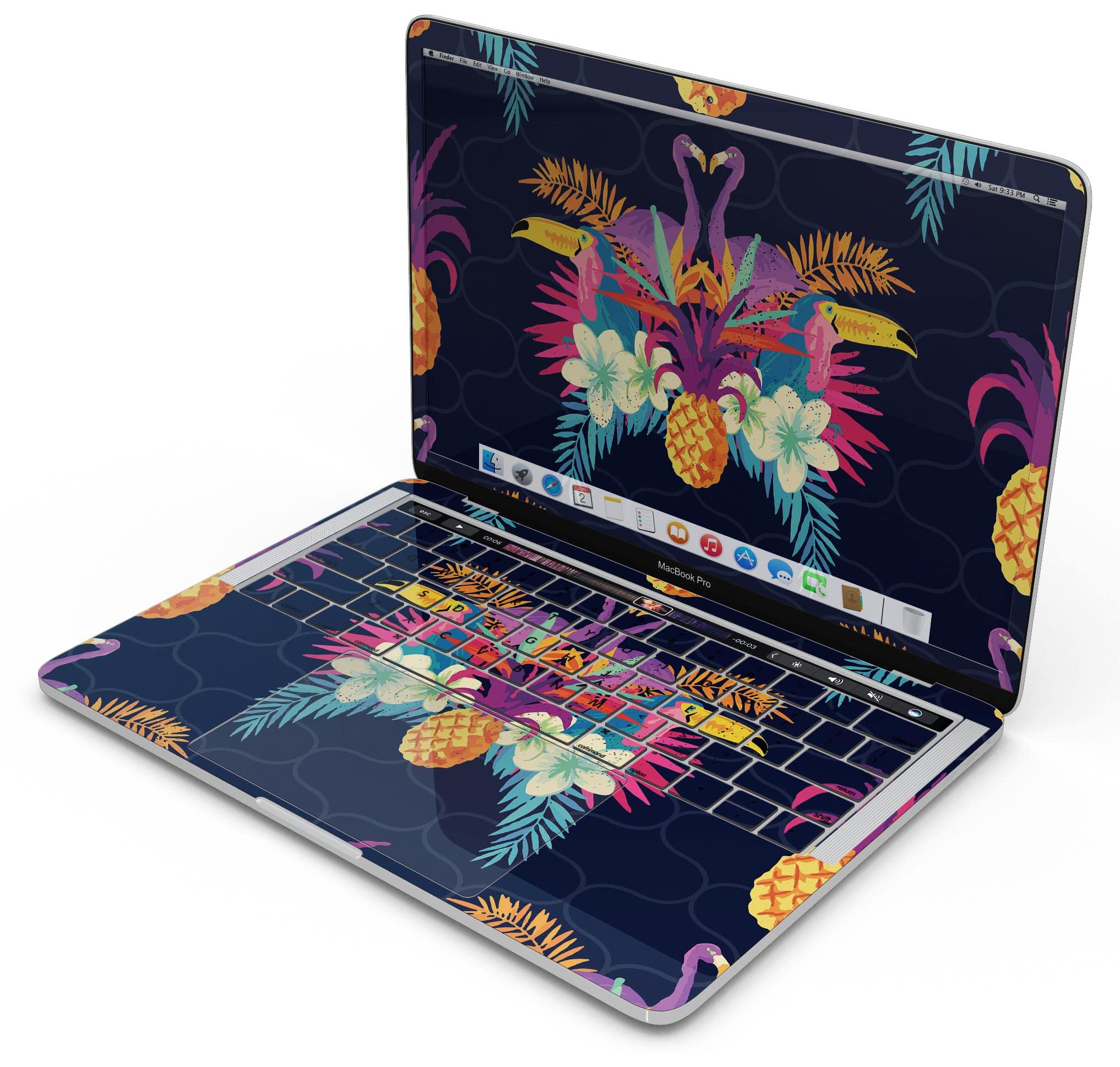 Tropical Neon Summer Full-Body Wrap Decal Skin for MacBook Air 13