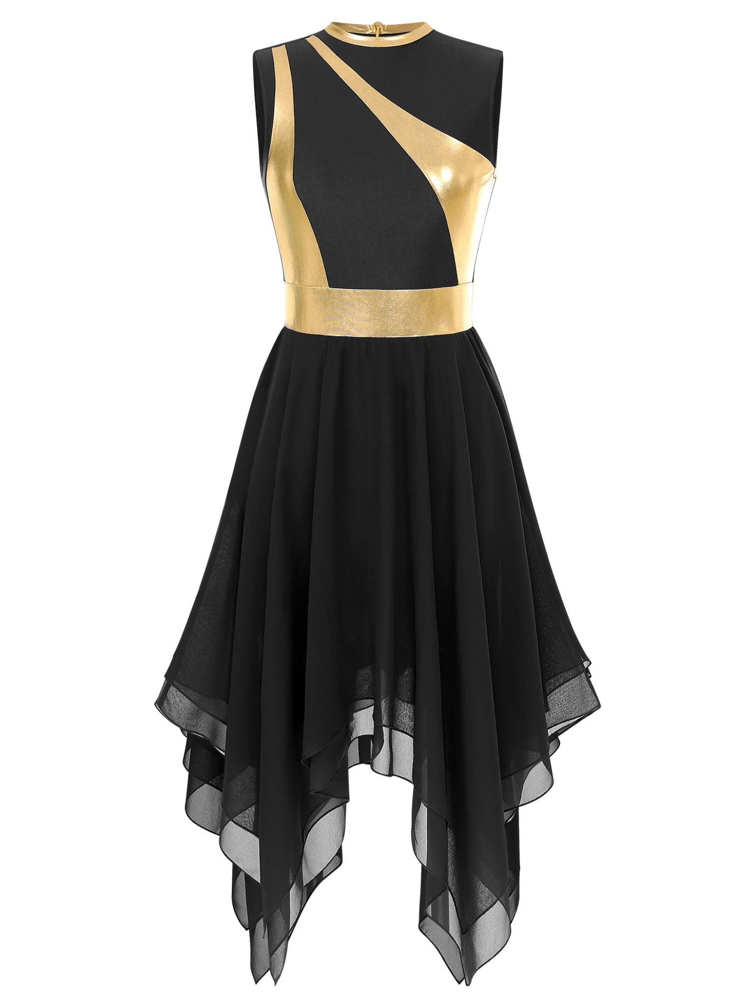 Women's Praise Dance Dress - Color Block Tunic with Irregular Hem - Worship & Liturgical Lyrical Dance Costume - Perfect for Church Performances, Choir Events & Spiritual Dance Routines