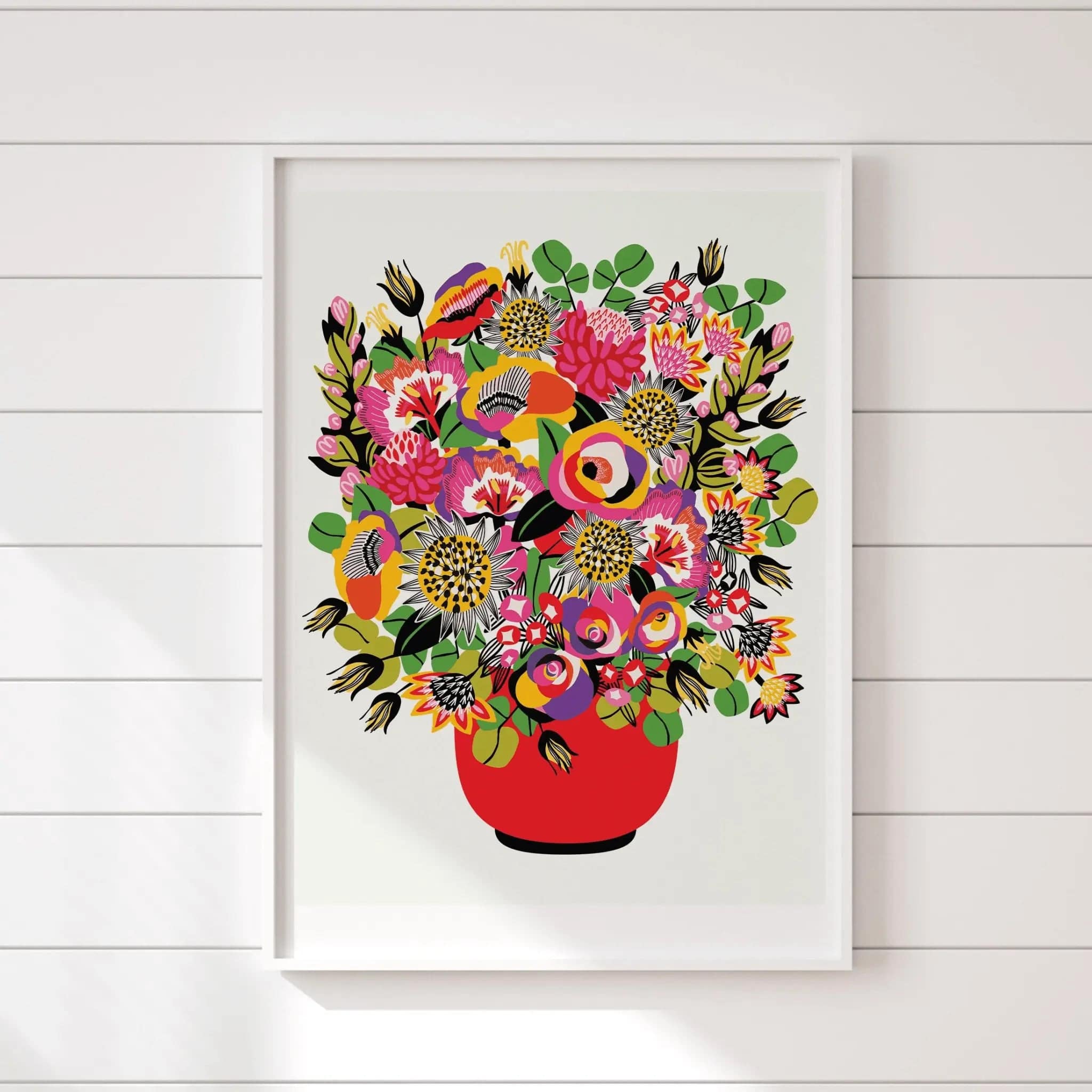 Modern Wall Art Print of Roses and Lilies in Vase - Elegant Floral Home Decor for Living Room, Bedroom & Office