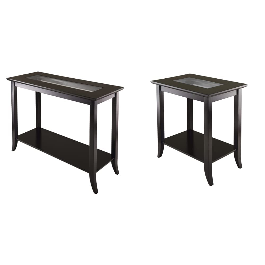 Winsome Genoa 2-Piece Occasional Table Set with Clear Tempered Glass Top - Perfect for Living Room, Bedroom or Office Decor