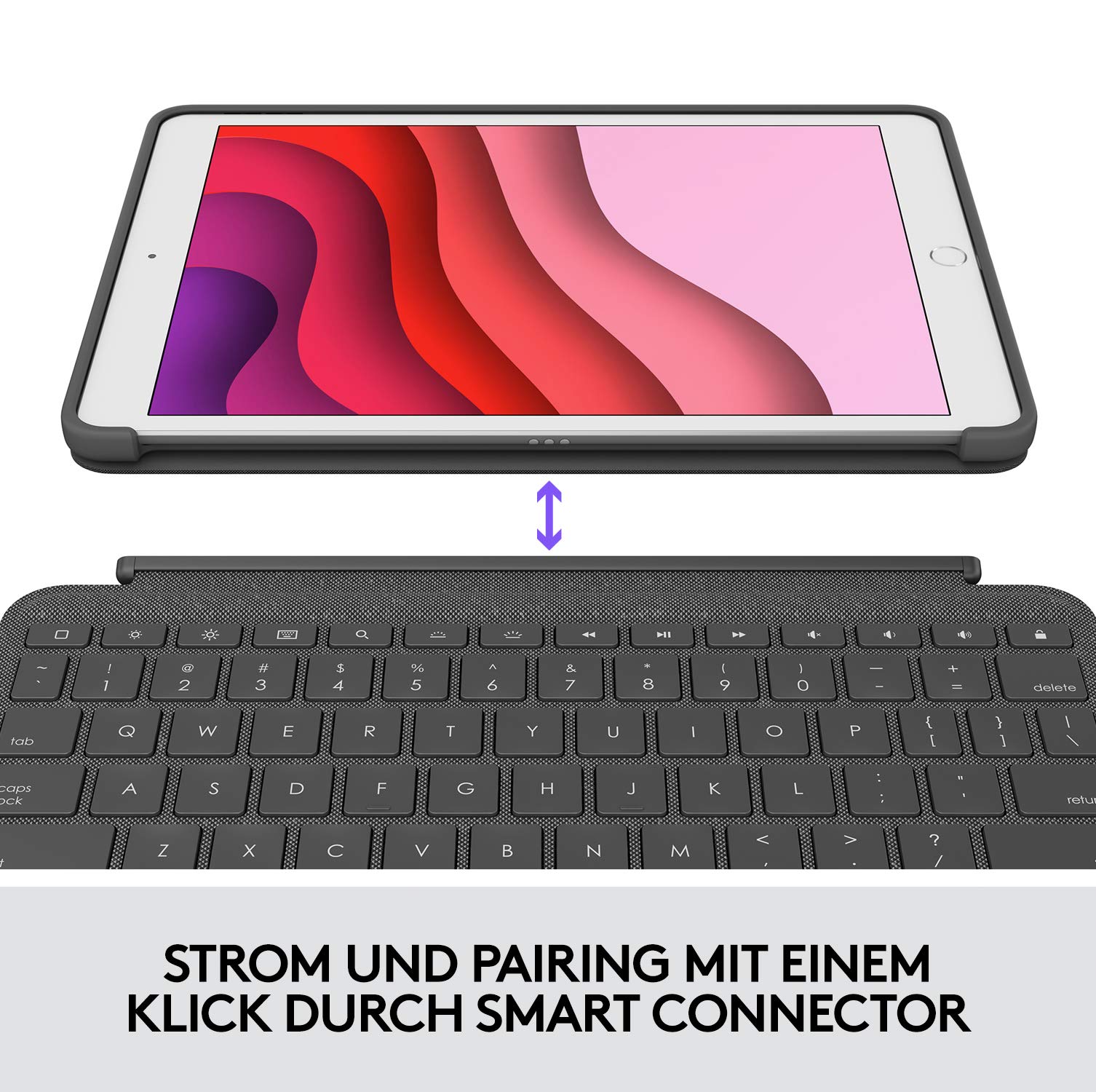 Logitech Combo Touch Keyboard Case for iPad 7th/8th/9th Gen - Backlit Keyboard with Precision Trackpad, Smart Connector, German QWERTZ Layout - Black | Perfect for Work, Study & Creative Projects