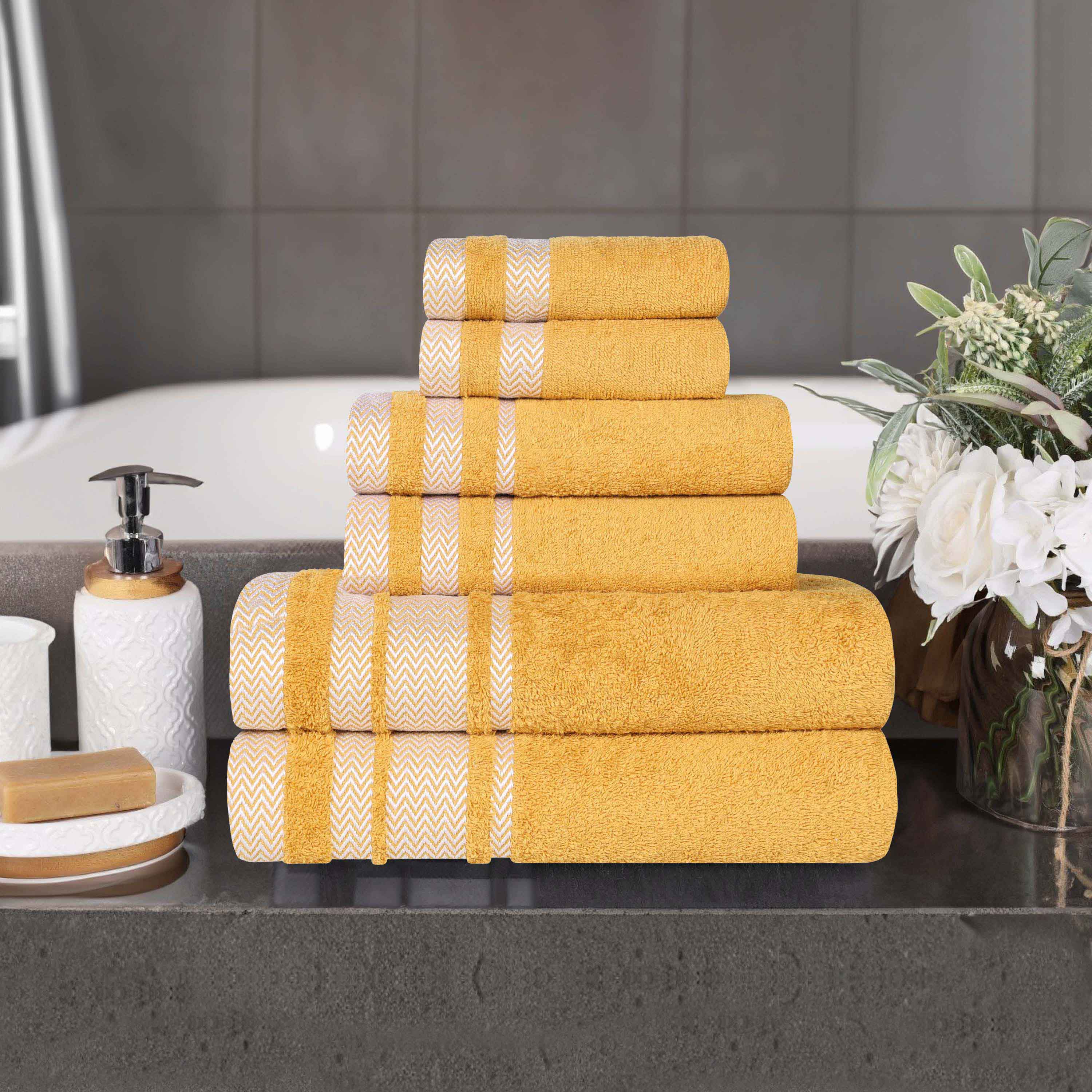 Premium 6-Piece Cotton Towel Set - Medium Weight, Soft & Absorbent Bath Towels for Spa, Gym, or Home Use - Hays Brand