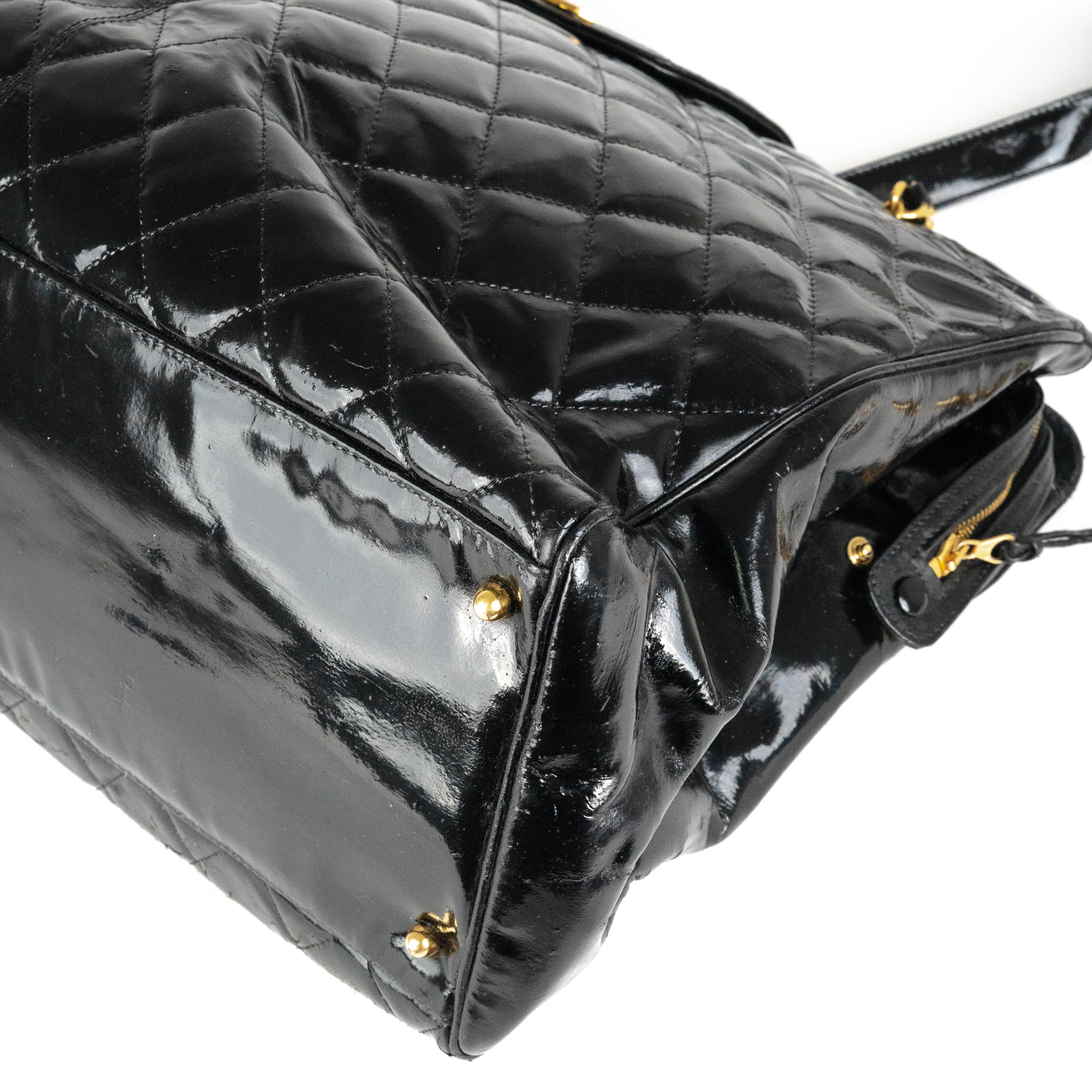 Chanel Supermodel Patent Leather Tote Bag - Black Luxury Handbag for Women | Perfect for Work, Travel & Everyday Use