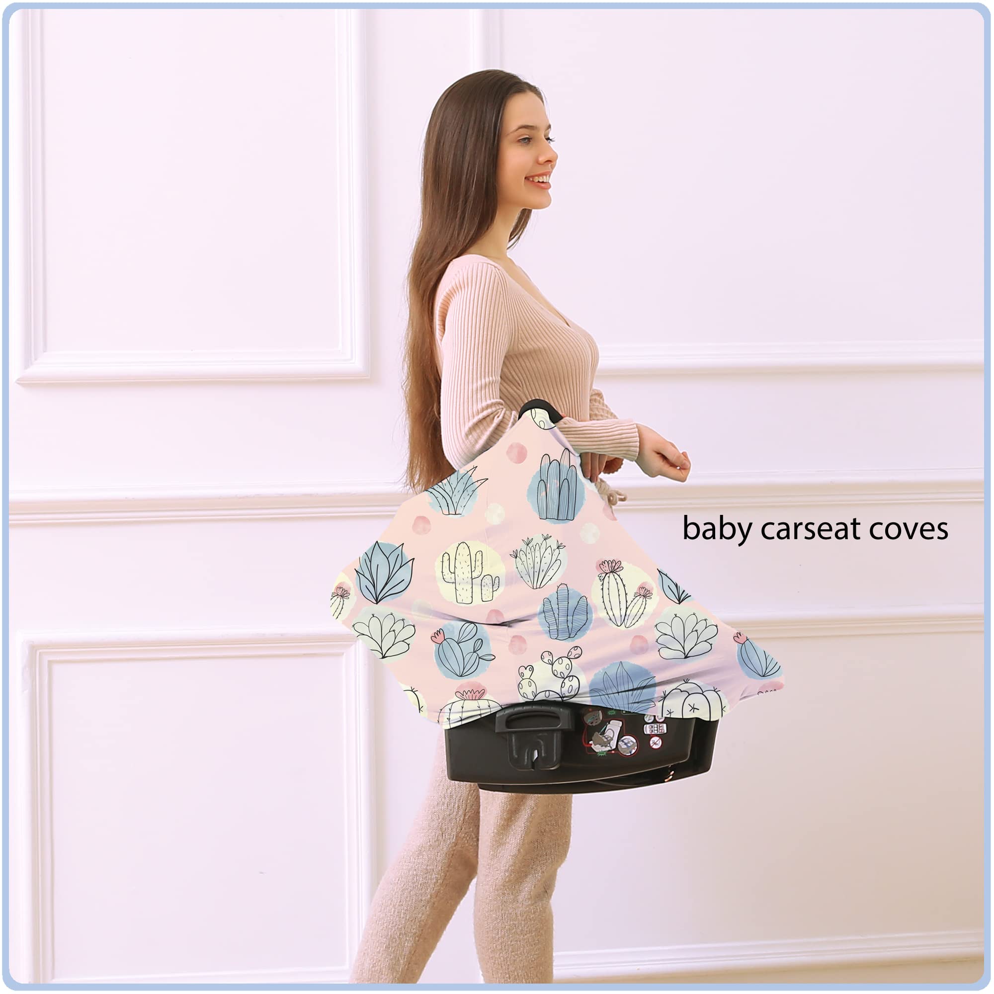 Premium Baby Car Seat Covers - Multi-Functional Nursing Canopy & Breastfeeding Cover | Perfect Baby Shower Gift for Boys & Girls (Cactus Design) | Ideal for Travel, Shopping & Outdoor Activities
