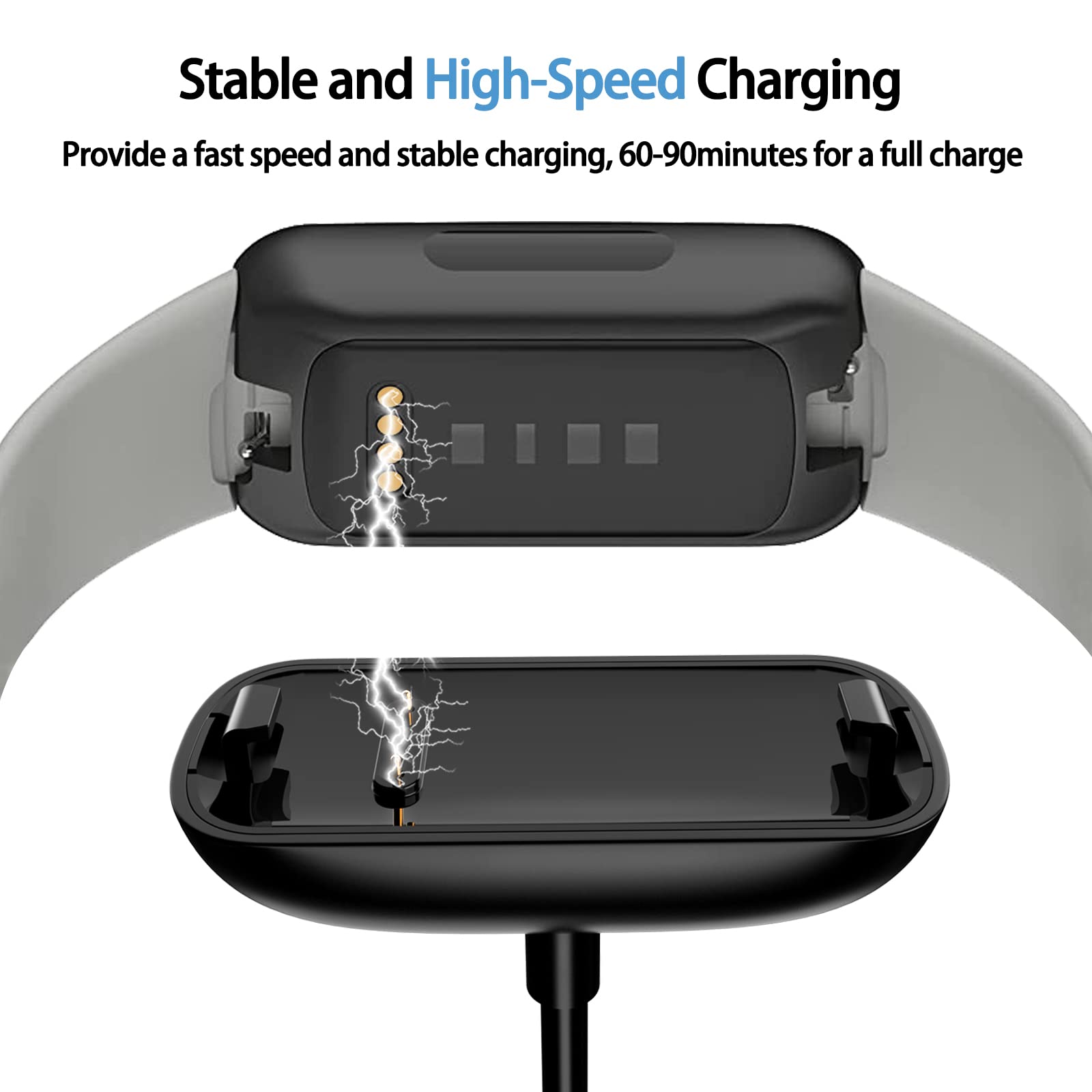 Amzpas Fitbit Inspire 3 Charger - Soft USB Charging Cable for Fitbit Inspire 3 Health & Fitness Tracker | Durable & Fast Charging | Perfect for Home, Gym & Travel Use