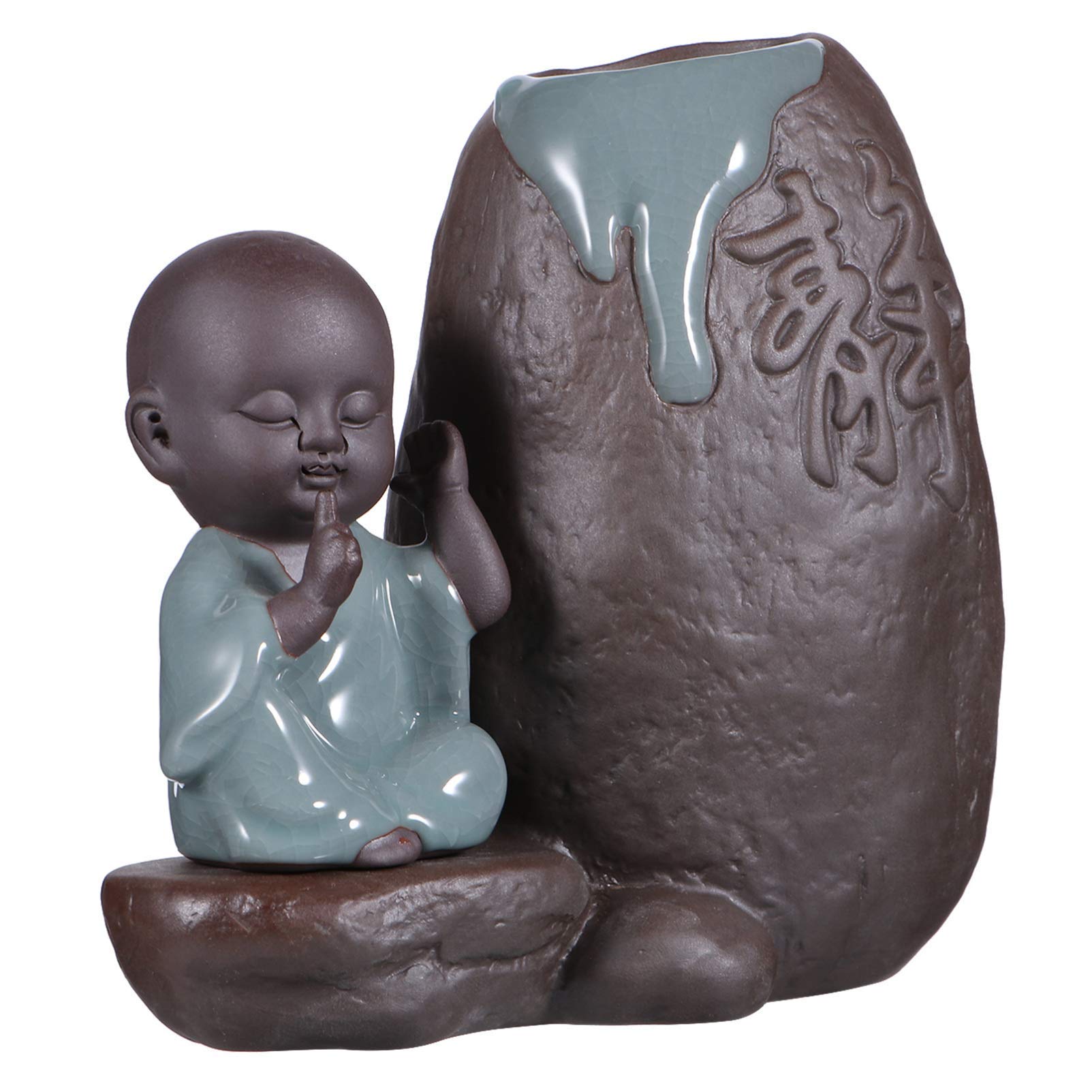 ADSE Ceramic Zen Monk Statue Planter - Buddha Figurine Flower Pot for Hydroponic Plants, Succulents & Bonsai | Vintage Decorative Vase & Home Decor for Tabletop, Office & Meditation Spaces
