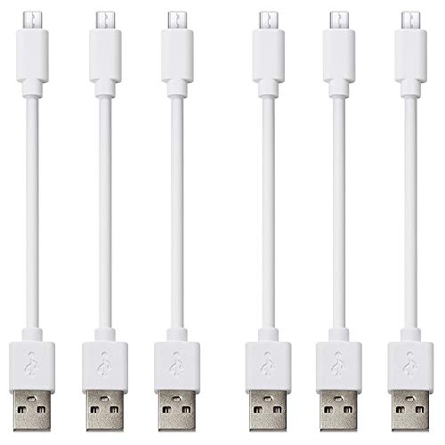 CLZWiiN 6-Pack 1FT Short Micro USB Cables - Fast Charging & Data Sync Cord for Android Phones, Power Banks, Charging Stations | Durable White Charger Cables for Home, Office & Travel Use