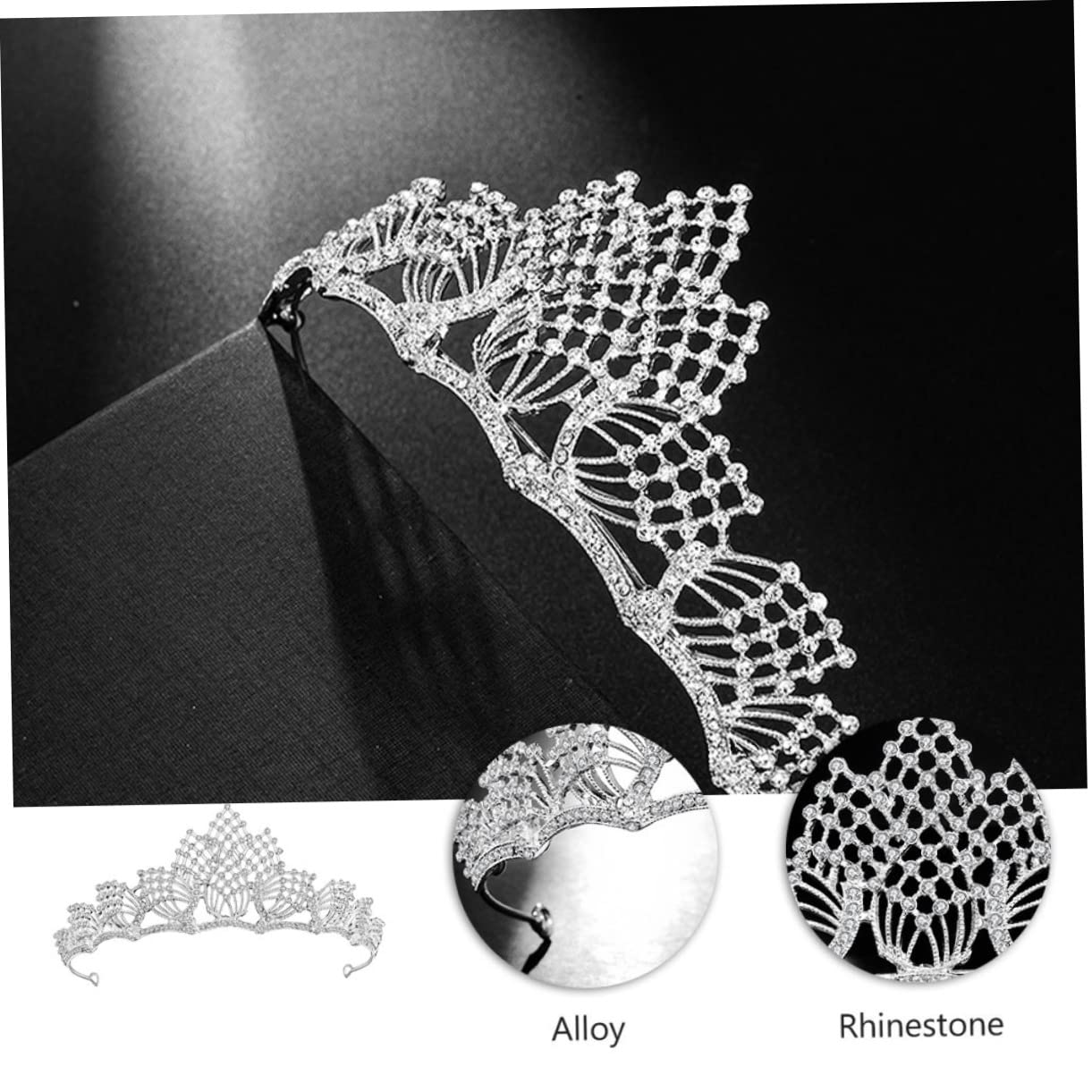 POPETPOP Rhinestone Bridal Tiara Headband - Crystal Wedding Crown Hair Accessory for Bride, Bridesmaid, Prom, Pageant, and Special Occasions - Elegant Alloy White Vine Design