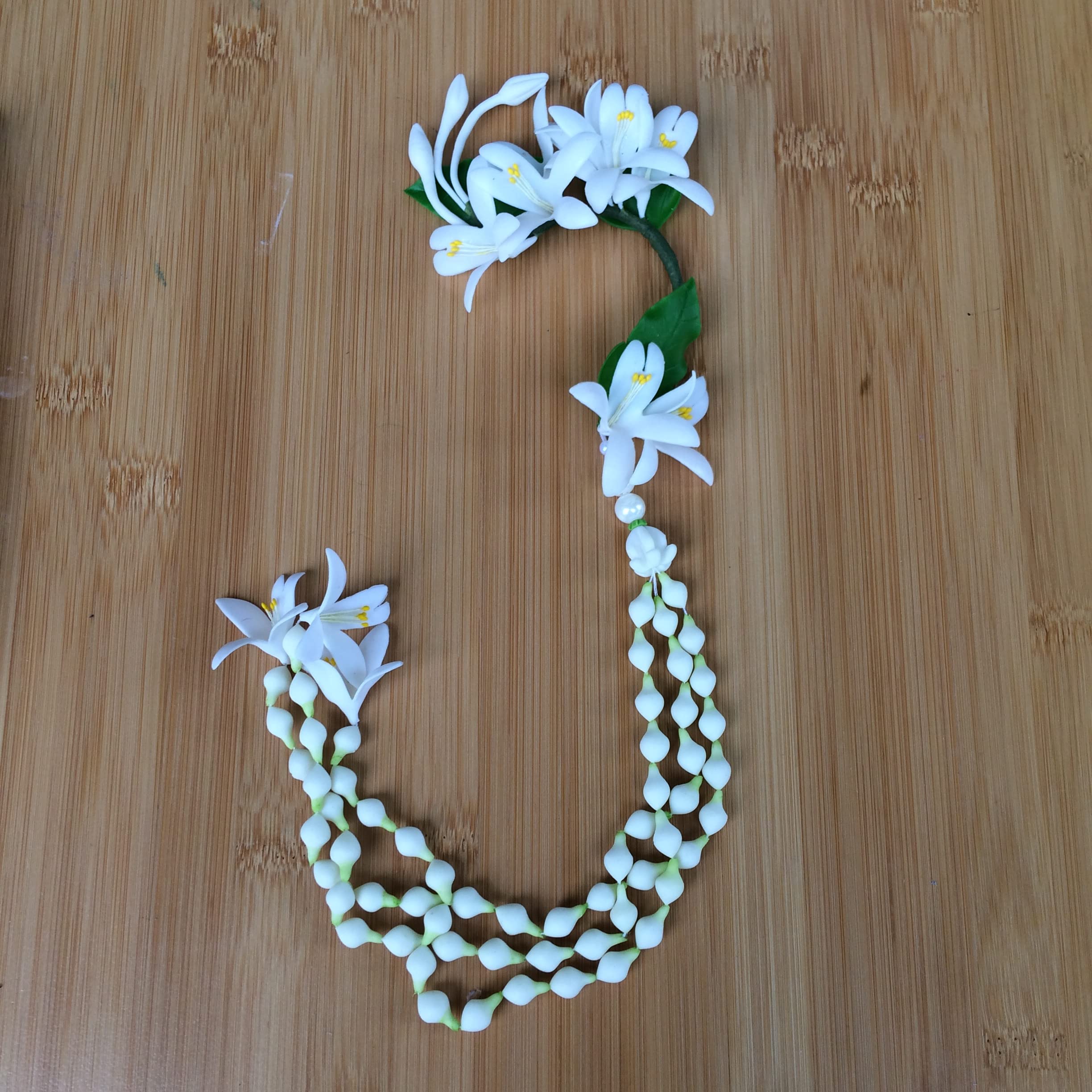 Elegant Clay Flower Ear Cuffs for Brides & Thai Dancers - Boho Wedding Hair Accessories, Handmade Floral Earrings for Special Occasions