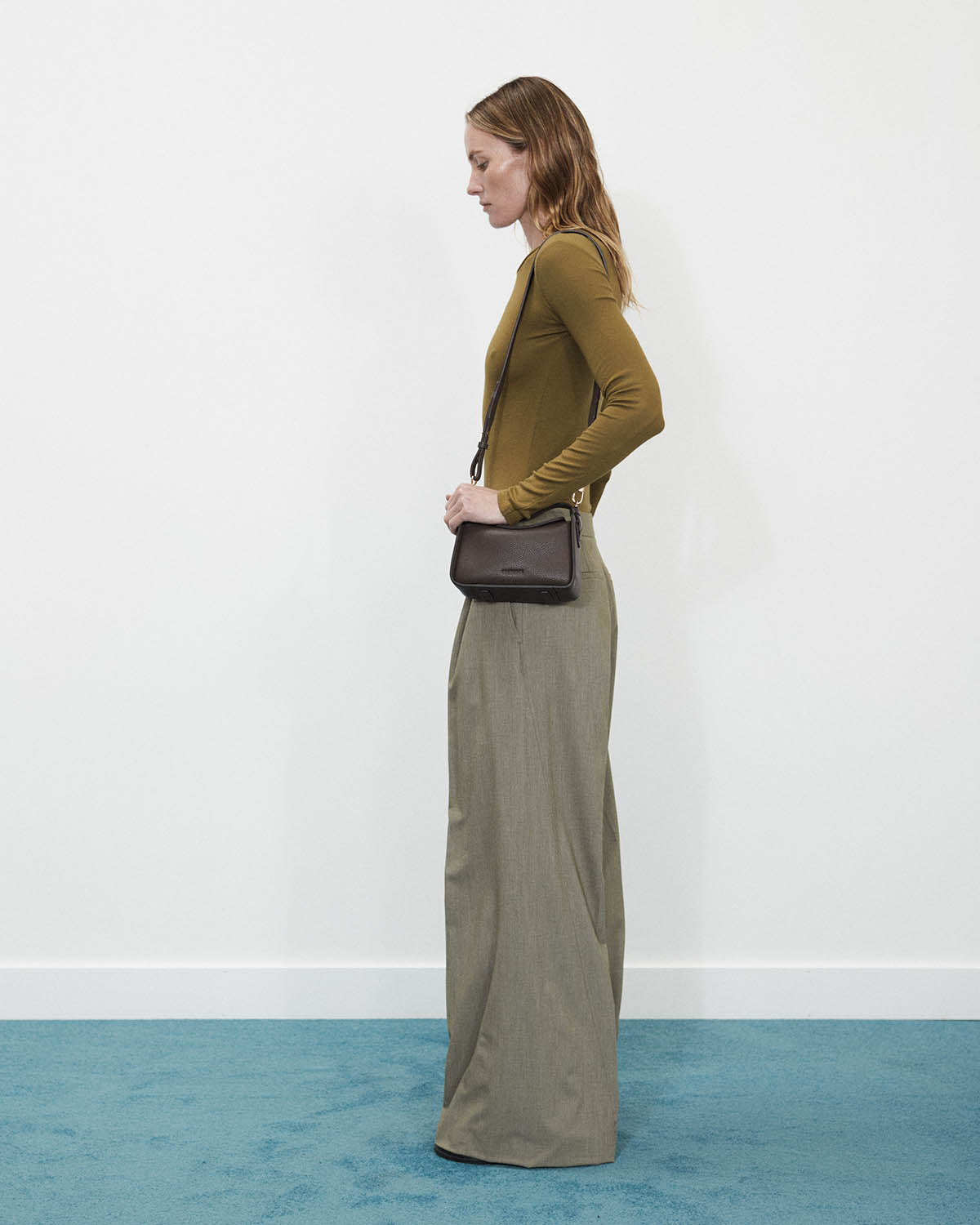 Mini Clementine Crossbody Bag in Charcoal Pebbled Leather with Gold Hardware - Perfect for Everyday Use, Work, and Evening Outings