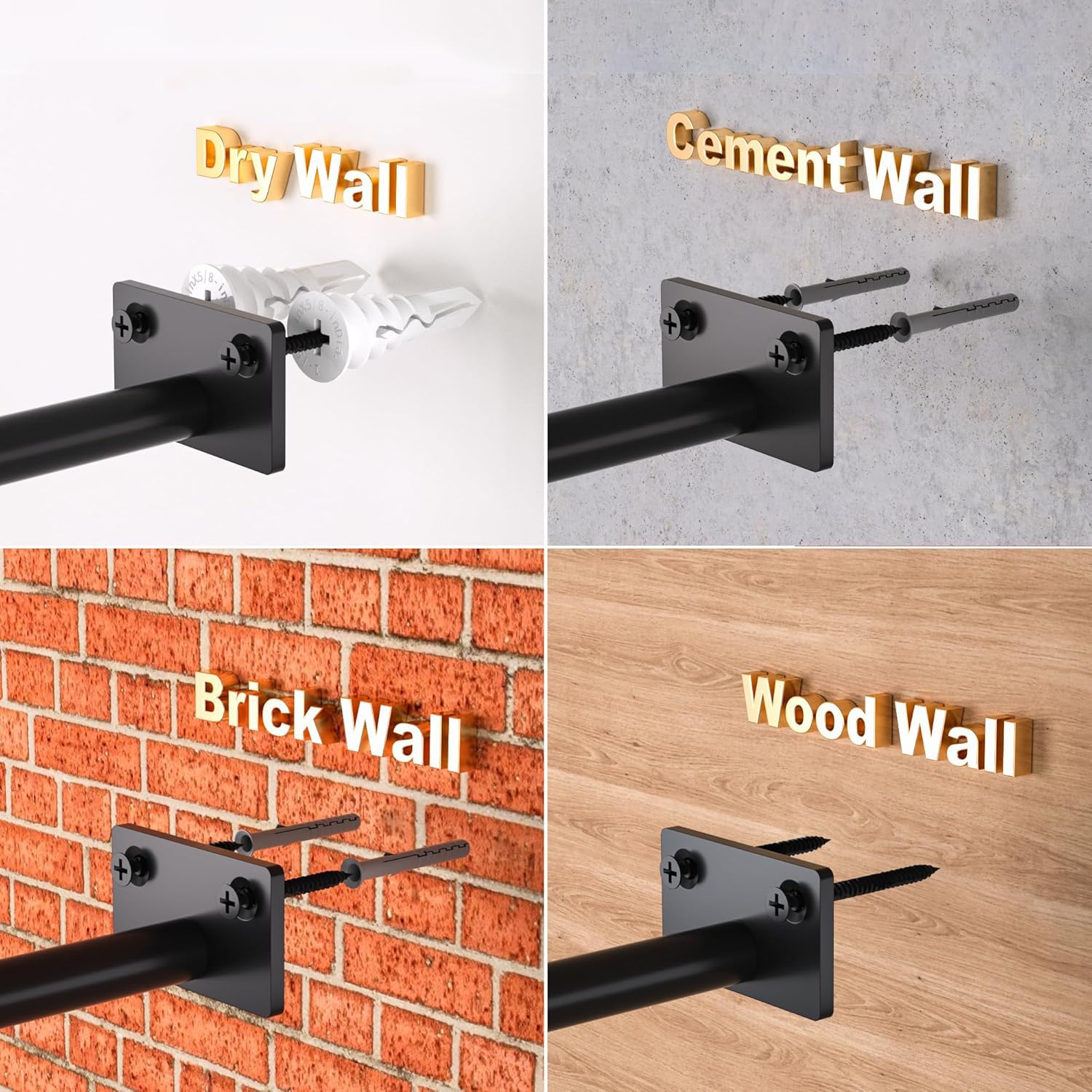 Heavy Duty 8 Inch Floating Shelf Brackets - 6 Pack Hidden Blind Shelf Supports with 150LBS Load Capacity - DIY Wood Wall Shelf Hardware for Living Room, Kitchen, Bedroom & Office Organization