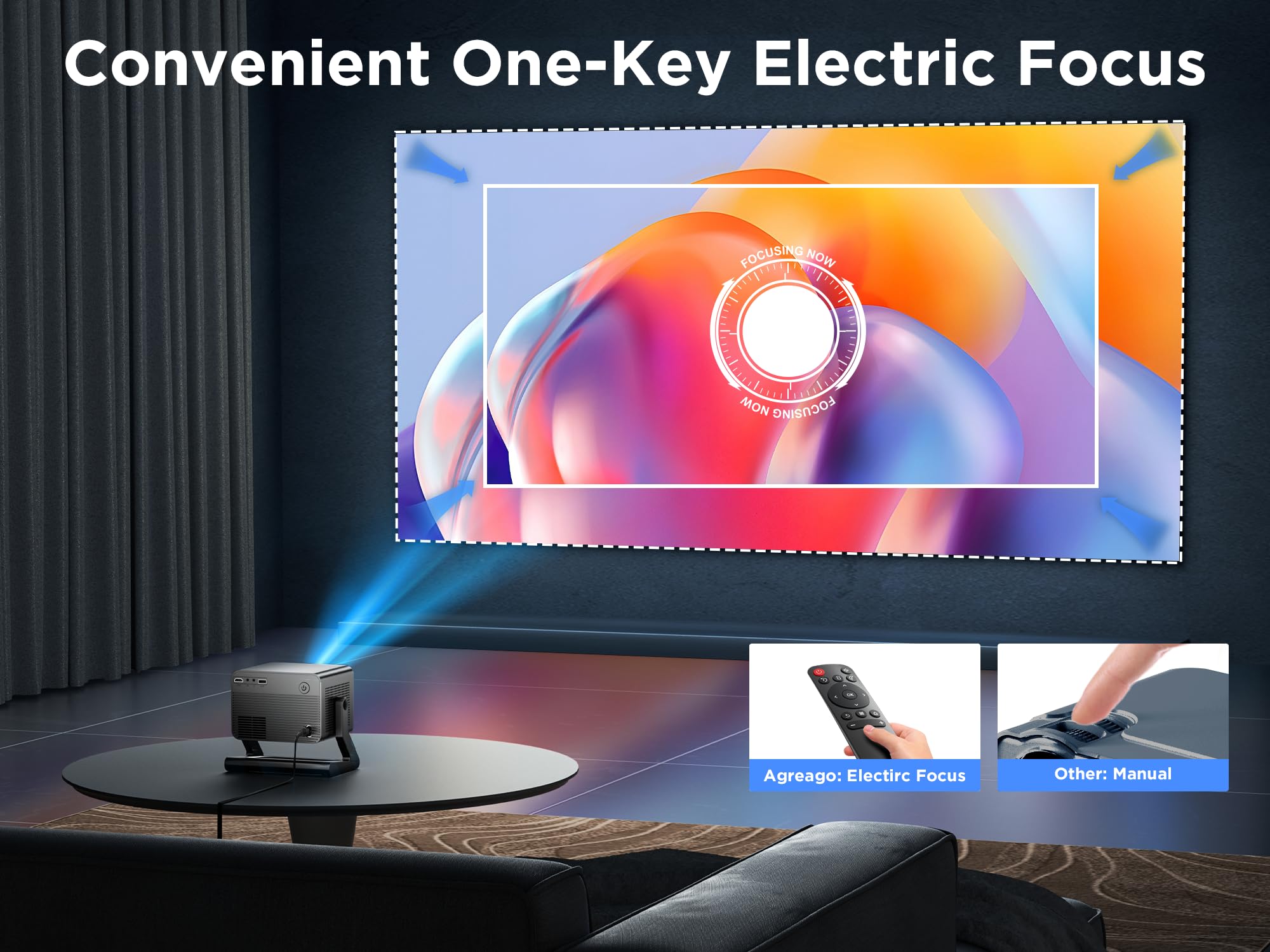 360° Adjustable Stand WiFi Bluetooth Projector - 4K & 1080P HD Portable Outdoor Movie Projector with WiFi 6 | Compatible with iPhone, Android, TV Stick, HDMI, USB, AV | Perfect for Home Theater, Camping, Backyard Movies & Office Presentations