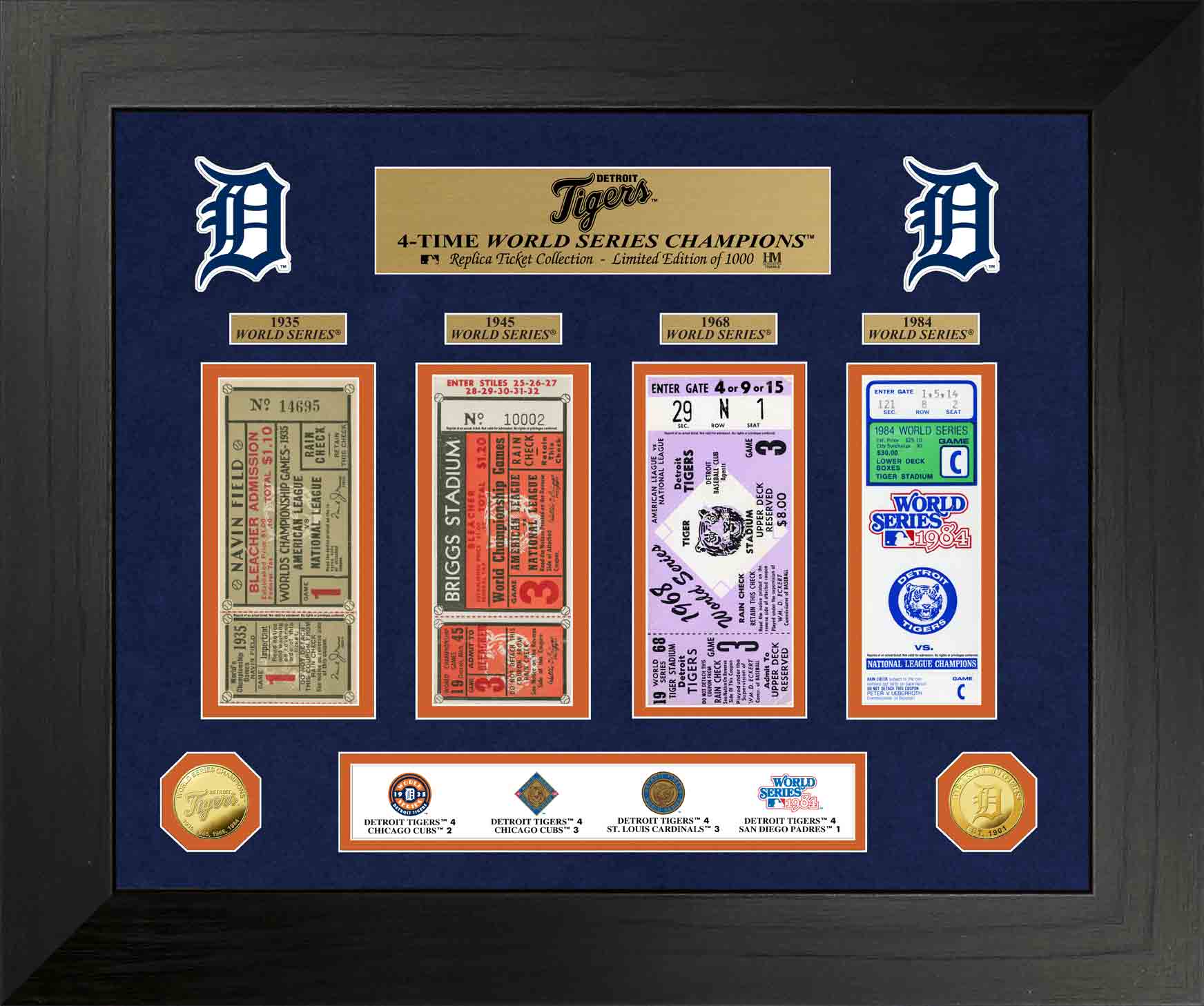 Detroit Tigers World Series Commemorative Gold Coin & Ticket Collection - Perfect for MLB Fans, Sports Memorabilia Collectors, and Gift Giving