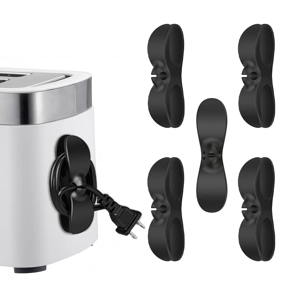 5 Pack Black Cord Organizer for Kitchen Appliances - Cable Wrap & Holder for Mixer, Blender, Coffee Maker, Pressure Cooker, Air Fryer - Keep Countertops Tidy & Safe (Home & Office Use)