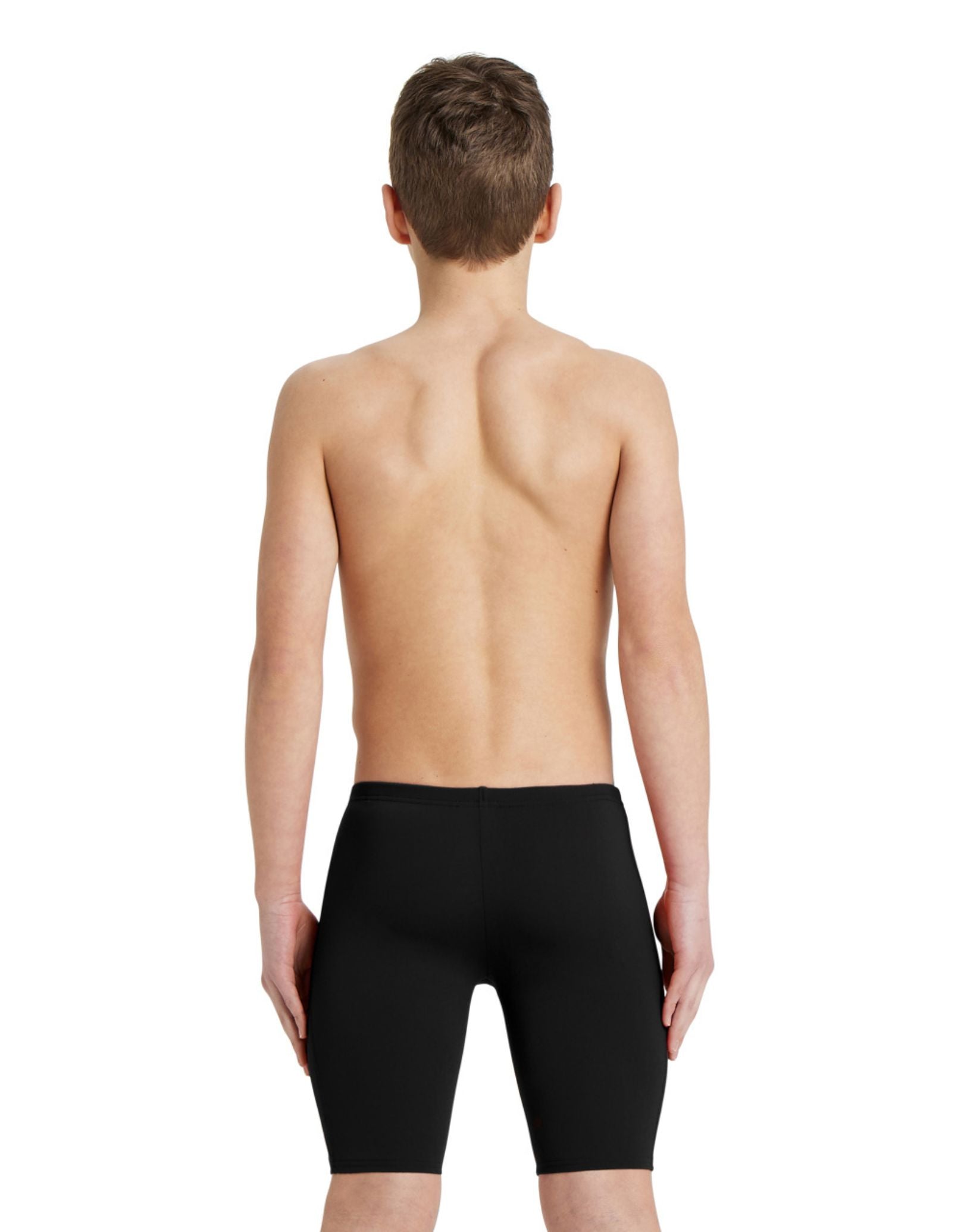 Boys Team Solid Swim Jammer - Black/White - Perfect for Competitive Swimming & Water Sports Training