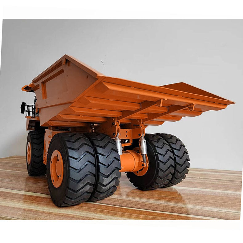 1/20 Scale Metal RC Hydraulic Mining Truck 793D - Remote Control Dump Truck with Servo Motor, I6X Radio, LED Lights & Warning Sound System - Realistic Construction Vehicle Model for Kids & Adults (Outdoor Play, Construction Site Simulation, Collection Display)