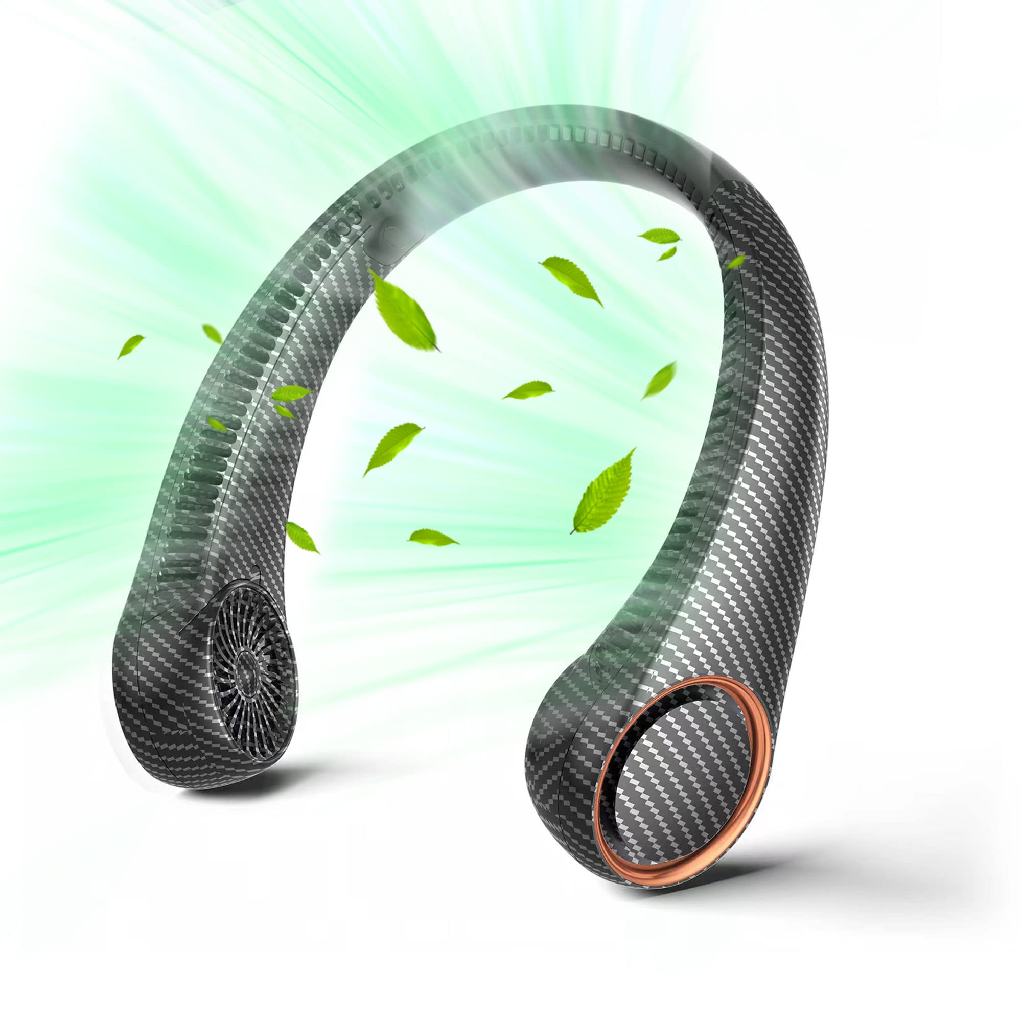 Portable Neck Fan with 4000mAh Battery - Hands Free Bladeless 360° Cooling Personal Fan for Men & Women - USB Rechargeable Wearable Quiet Fan with 3 Speed Settings - Perfect for Outdoor, Indoor, Office, Gym, Travel & Summer Activities (Black Graffiti)