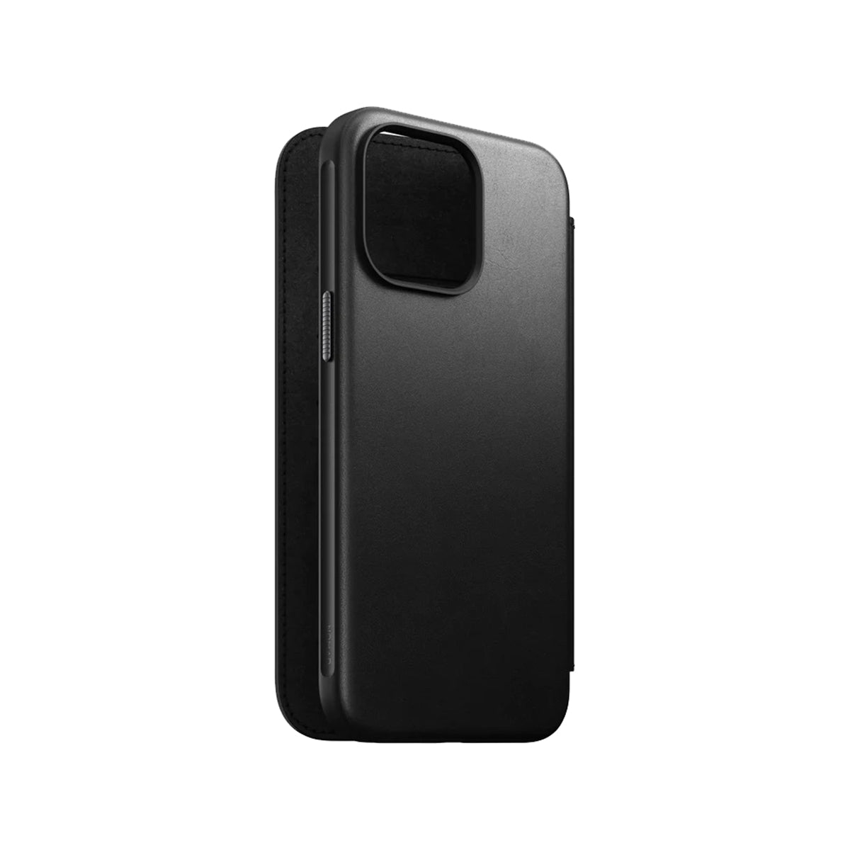 Premium Genuine Leather Folio Case for iPhone 15 Pro Max - Slim Protective Wallet Cover with Card Slots (Black) | NMD Brand | Perfect for Business Professionals & Daily Commuters