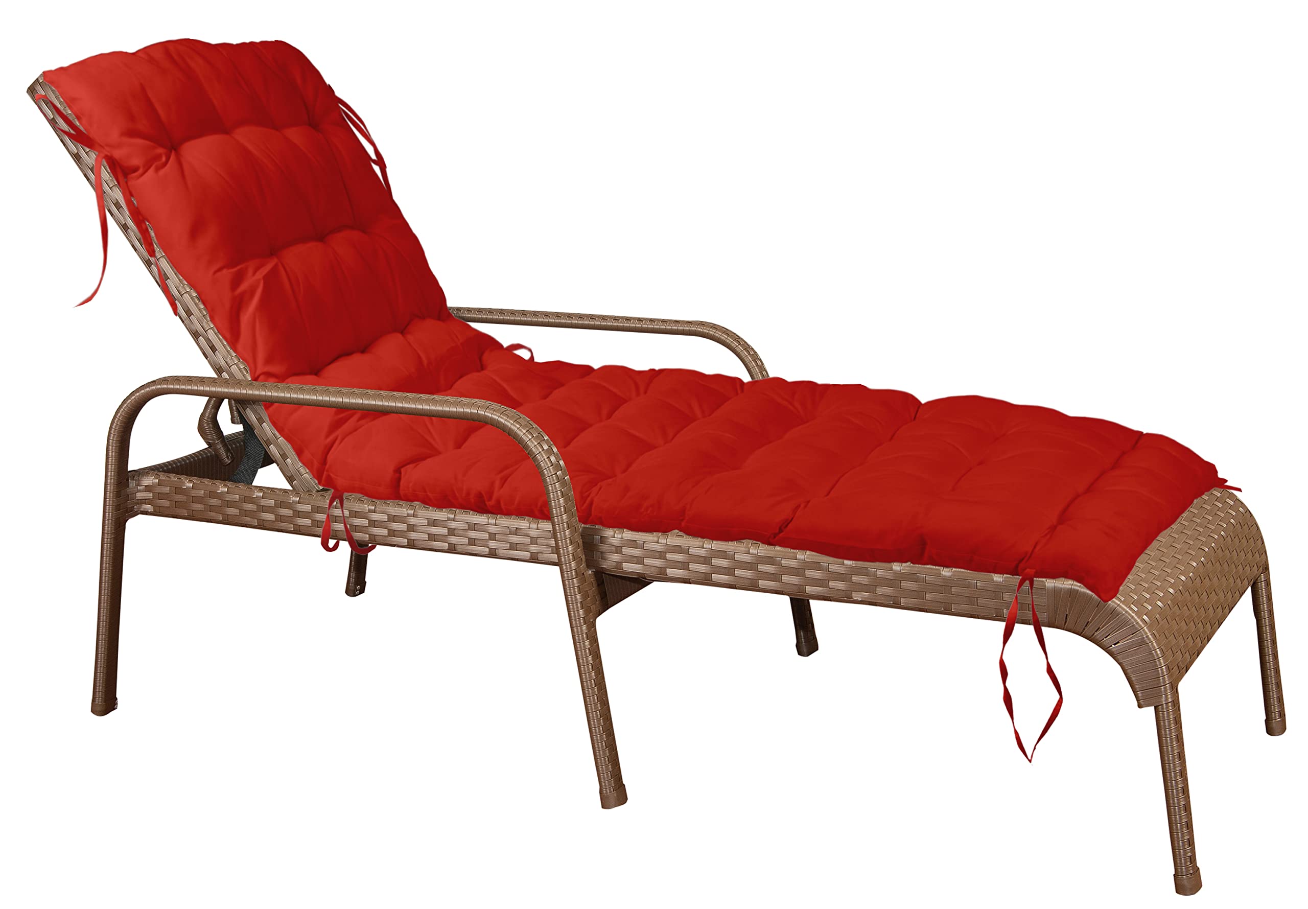 Quilted Thick Padded Seat Cushion for Rocking Chair, Sofa, Chaise Recliner - 74 x 23 Inches - Red - Perfect for Outdoor Garden, Terrace, and Bench Use