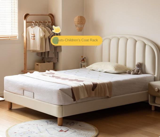 Organic Leather Kids Cream-Colored Soft Bed - Cozy & Stylish Nursery Essential for Toddlers & Infants | Perfect for Bedrooms, Daycare & Playrooms