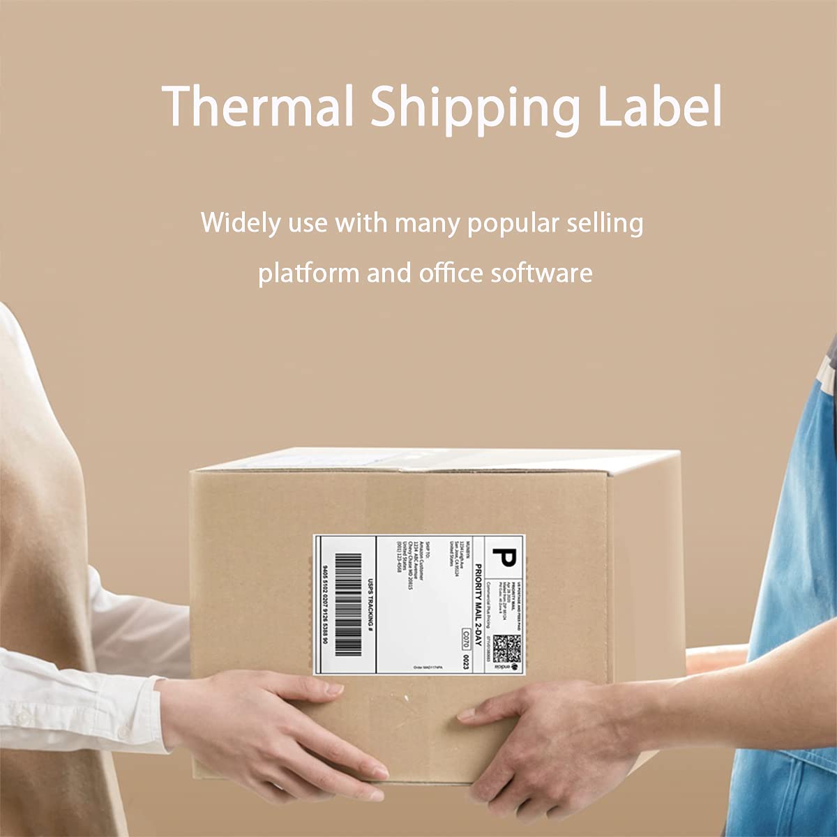 500PCS 4x6 Fanfold Thermal Direct Shipping Labels - Compatible with Thermal Label Printers - Self-Adhesive Sticker Paper for Ecommerce, Logistics & Package Shipping (500 Labels per Stack)