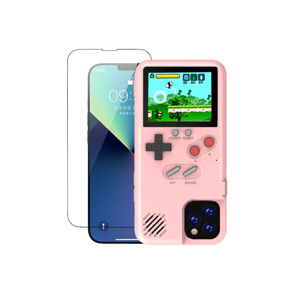 GO-VOLMON Retro Gameboy Case for iPhone 13 - Playable Handheld Console with 36 Nostalgic Games, Protective Phone Cover (Pink) - Perfect for Gaming Enthusiasts & 90s Retro Lovers