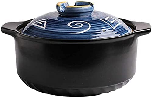 Japanese Style Ceramic Casserole Stockpot with Lid - 4.5L Heat Resistant Stone Pot for Gas Stove Cooking | Perfect for Stews, Soups & Slow Cooking at Home