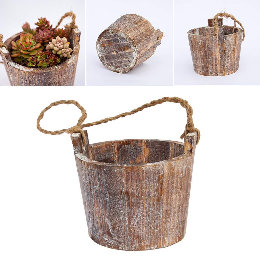 Hangable Wooden Flower Pot - Cabilock Decorative Plant Holder for Indoor/Outdoor Plants | Perfect for Home, Garden, and Balcony Decor