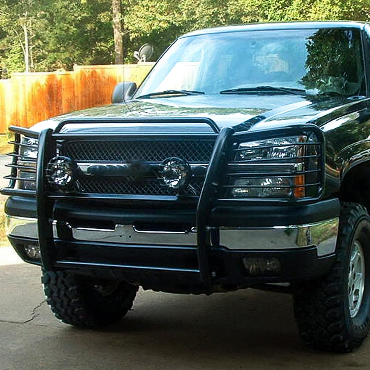 Heavy Duty Front Bumper Brush Grille Guard Compatible with 2003-2006 Chevy Silverado 2500 HD 3500 | Durable Mild Steel Construction | Matte Black Powder Coated Finish | Perfect for Off-Roading & Truck Protection