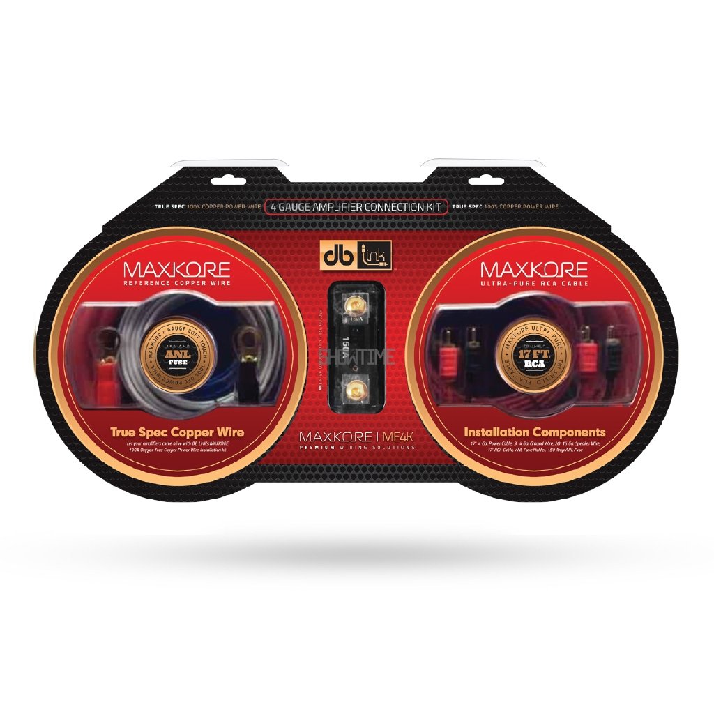 Maxkore ME4K 4 Gauge OFC Copper Car Amplifier Wiring Kit with RCA Cables & Speaker Wire - Premium Audio Upgrade for Car Stereo, Subwoofer & Amp Installation