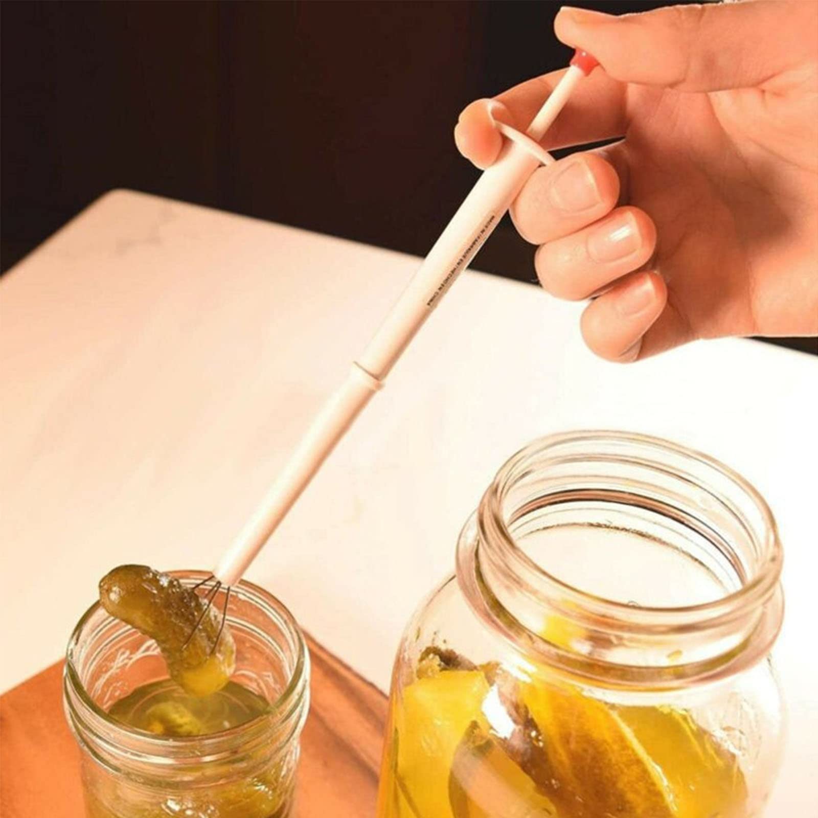 Stainless Steel Pickle Pincher - Flexible Kitchen Grabber Tool for Pickles, Olives & Small Foods - Perfect for Canning, Cooking & Serving (Gift Idea)