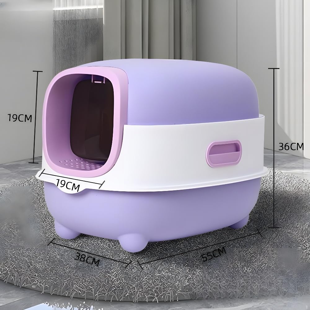 Premium Purple Cat Litter Box - Odor Control & Easy Cleaning for Indoor Cats | Perfect for Small Spaces & Multi-Cat Homes