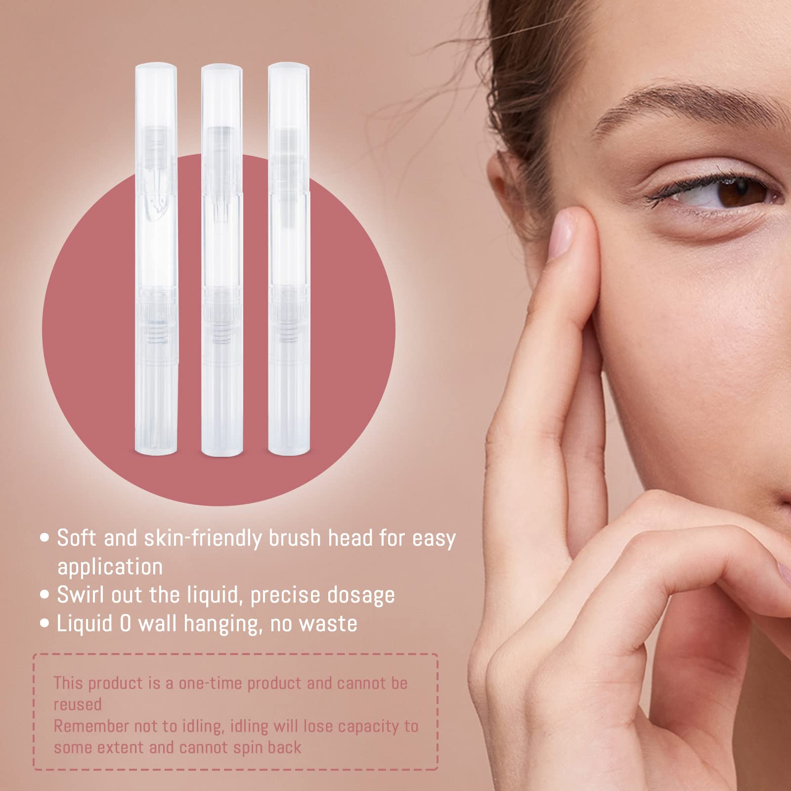 2.5ml Empty Cuticle Oil Pen with Brush Tip - Non-Refillable Transparent Nail Oil Applicator - Portable Cosmetic Dispenser for Cuticle Care, Nail Treatment & Lip Gloss - Travel-Friendly Beauty Accessories (3-Pack, White) - Perfect for Salon, Home Use & On-the-Go Nail Care
