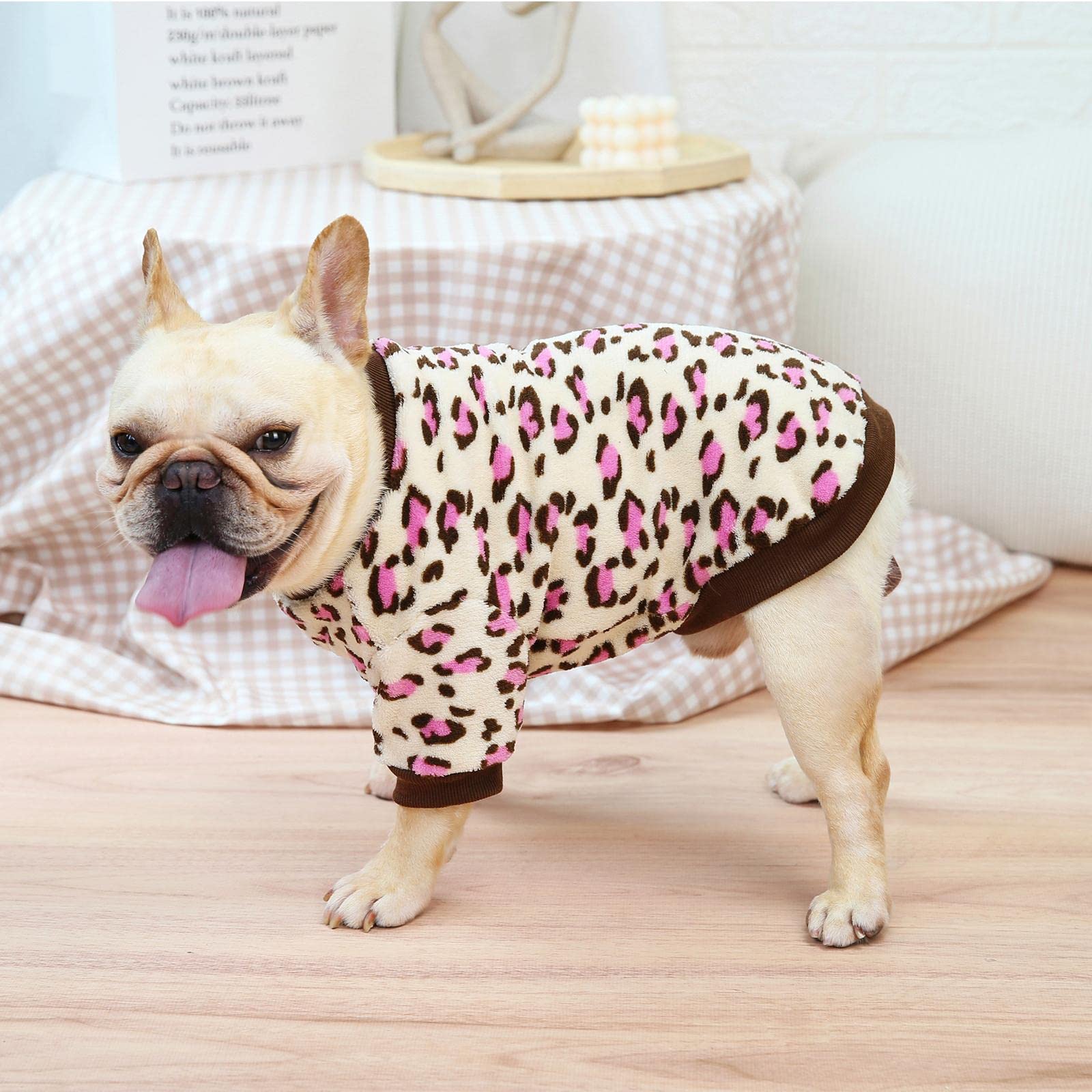 2 Packs Leopard Print Flannel Dog Pajamas for Small Dogs - Warm Fleece Puppy Pjs & Cozy Winter Dog Clothes - Perfect for Indoor Lounging, Cold Weather, and Holiday Pet Photos