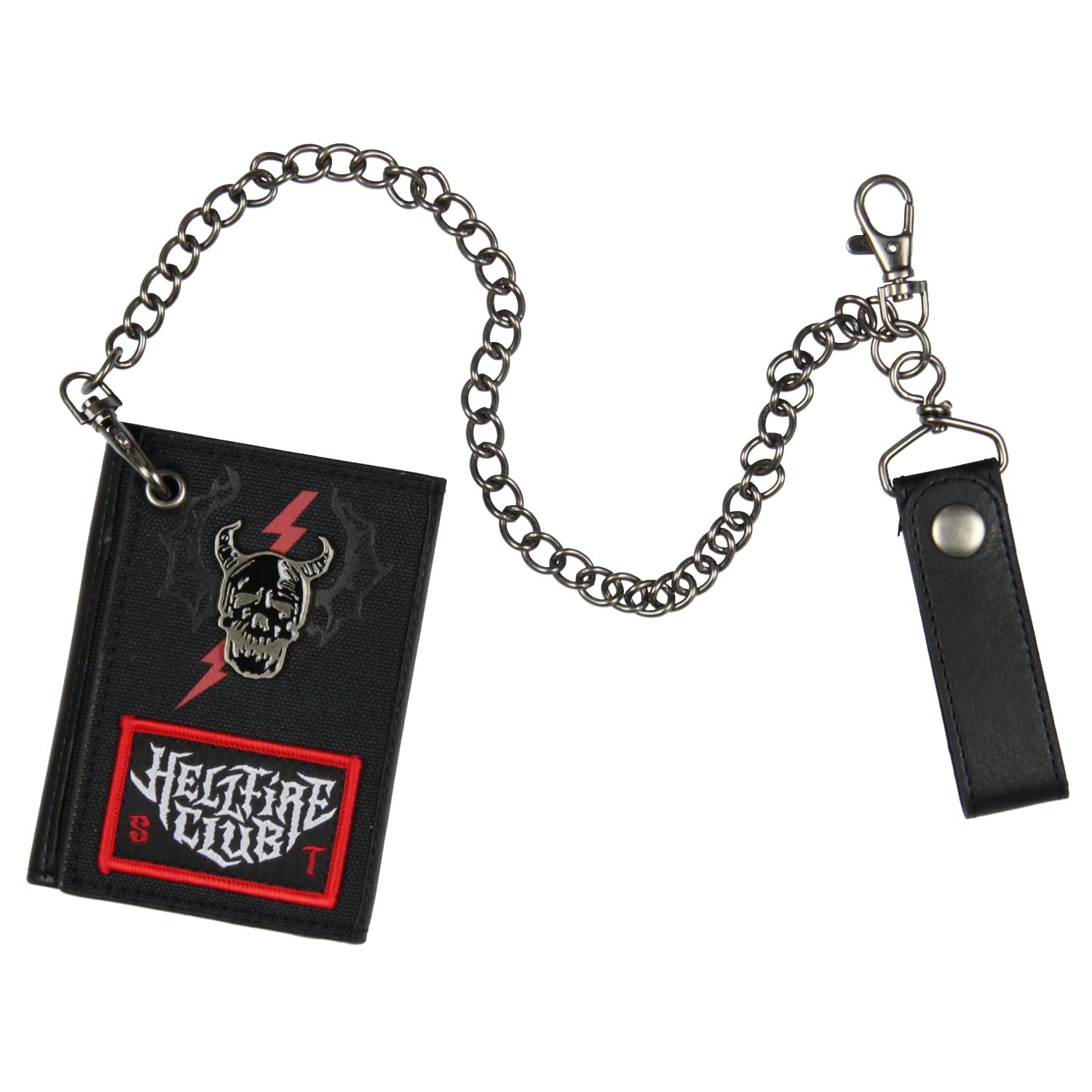 Stranger Things Hellfire Club Demogorgon Hunter Tri-Fold Snap Chain Wallet | Vintage Inspired TV Show Merchandise | Perfect for Cosplay, Halloween & 80s Theme Parties