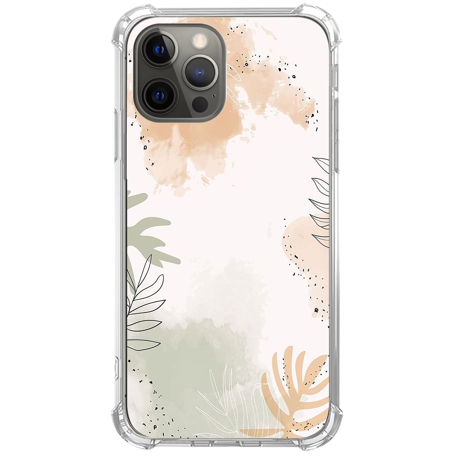 Floral Watercolor Phone Case for iPhone 12/12 Pro - Boho Leaves Design, Trendy TPU Bumper Cover - Perfect for Everyday Use, Travel & Gift Giving