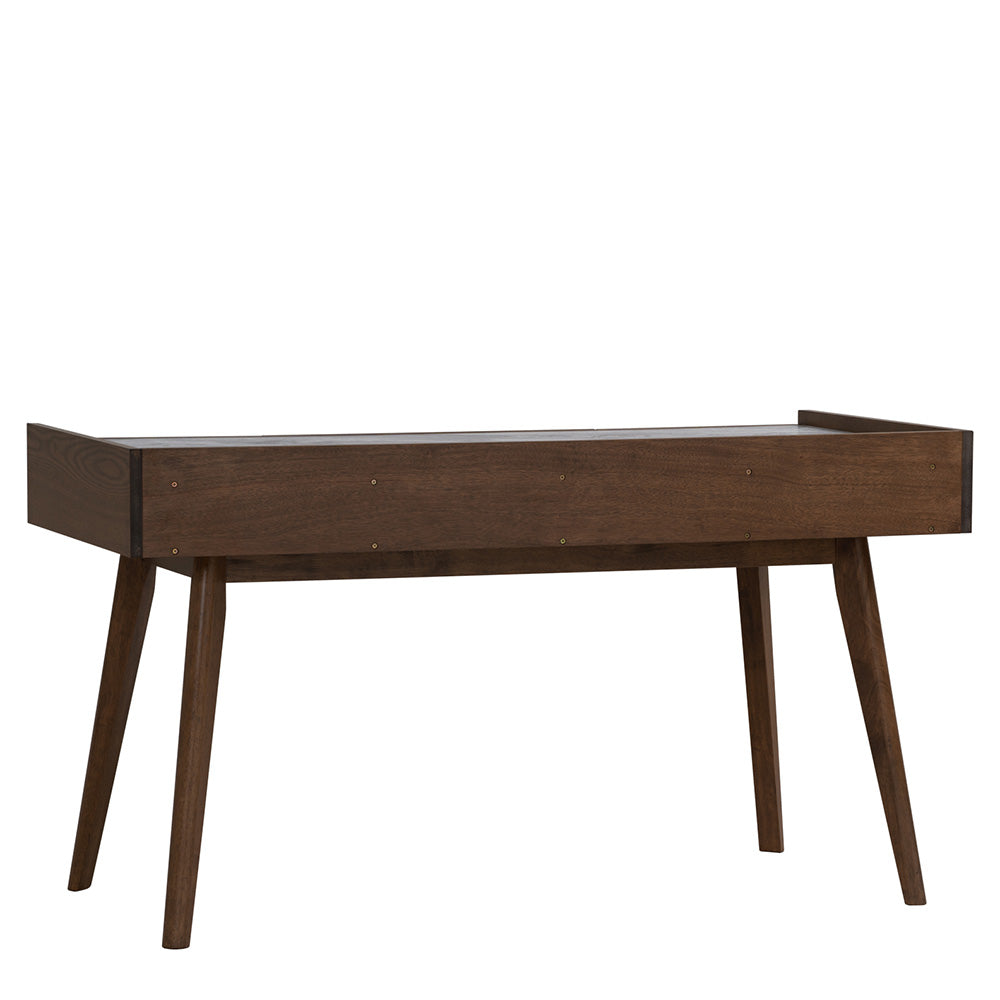 BREDA 110cm Study Desk in Walnut - Modern Writing Desk for Home Office, Study Room & Dormitory - Solid Wood Computer Desk with Spacious Work Surface