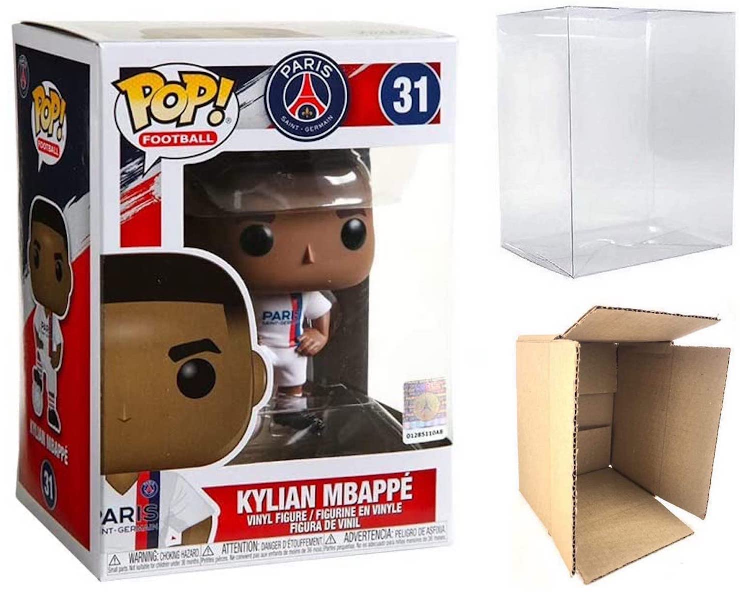 Funko Pop! PSG Paris Saint-Germain Soccer Kylian Mbappé Vinyl Figure with Pop Protector Case - Collectible Gift for Football Fans, Perfect for Display in Bedroom, Office or Game Room