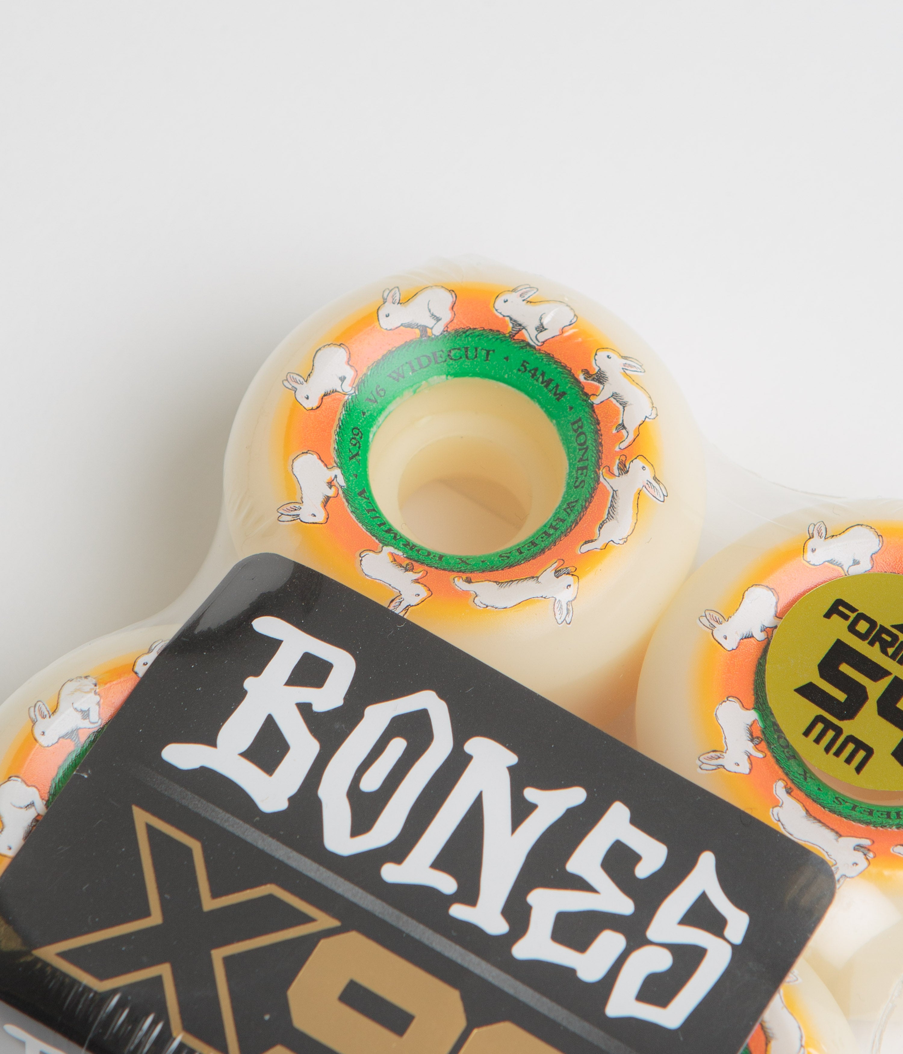 Bones X Formula Runny Bunny 99A V6 Widecut Skateboard Wheels - 54mm White - High Performance for Street Skating & Park Tricks