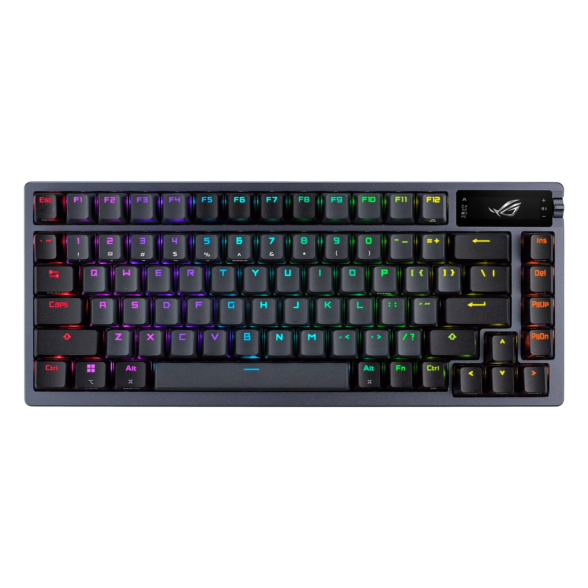 ASUS ROG Azoth 75% Wireless Mechanical Gaming Keyboard - Hot-Swappable ROG NX Red Switches, OLED Display, 3-Layer Dampening, PBT Keycaps, RGB Backlit (Black) | Perfect for Esports, Streaming & Professional Gaming Setup