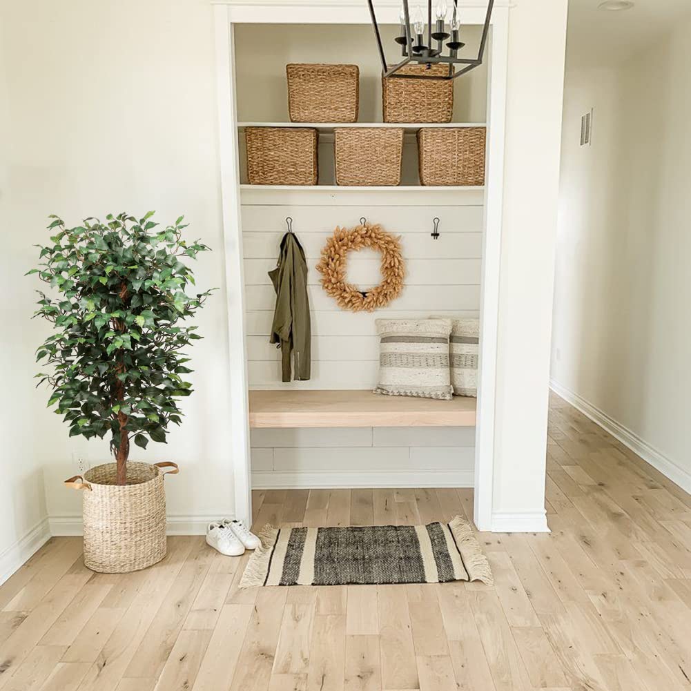 5ft Artificial Ficus Tree in Cotton Pot - Realistic Silk Plant with Green Leaves & Natural Trunk - Perfect for Indoor/Outdoor Home, Office, Garden Decor (Living Room, Patio, Balcony)