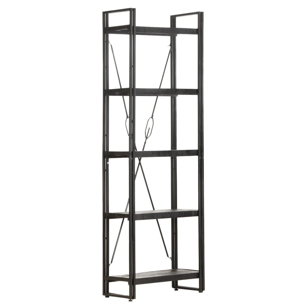 5-Tier Bookcase - Solid Mango Wood Bookshelf for Bedroom, Living Room & Office - 23.6