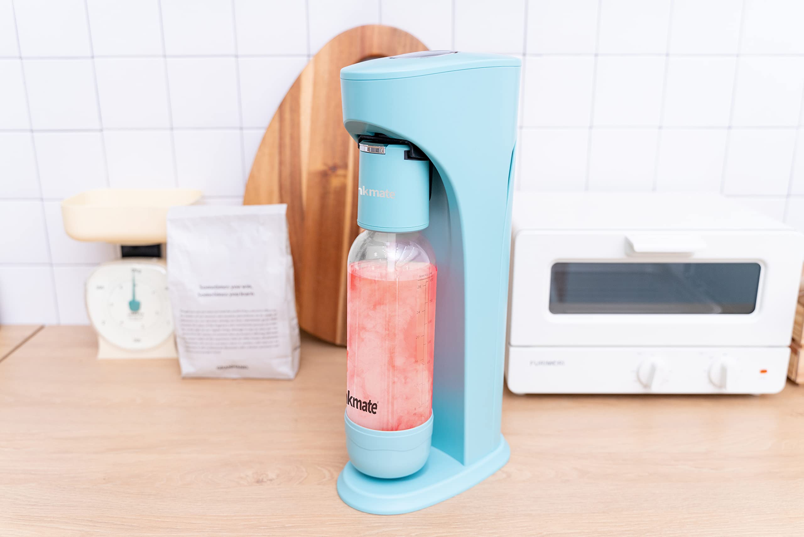 Drinkmate OmniFizz Sparkling Water & Soda Maker Machine - Carbonates Any Beverage with 2x 60L CO2 Cylinders, 3 Carbonation Bottles & 2 Fizz Infusers - Party Pack (Arctic Blue) | Perfect for Home, Office, Parties & Healthy Hydration