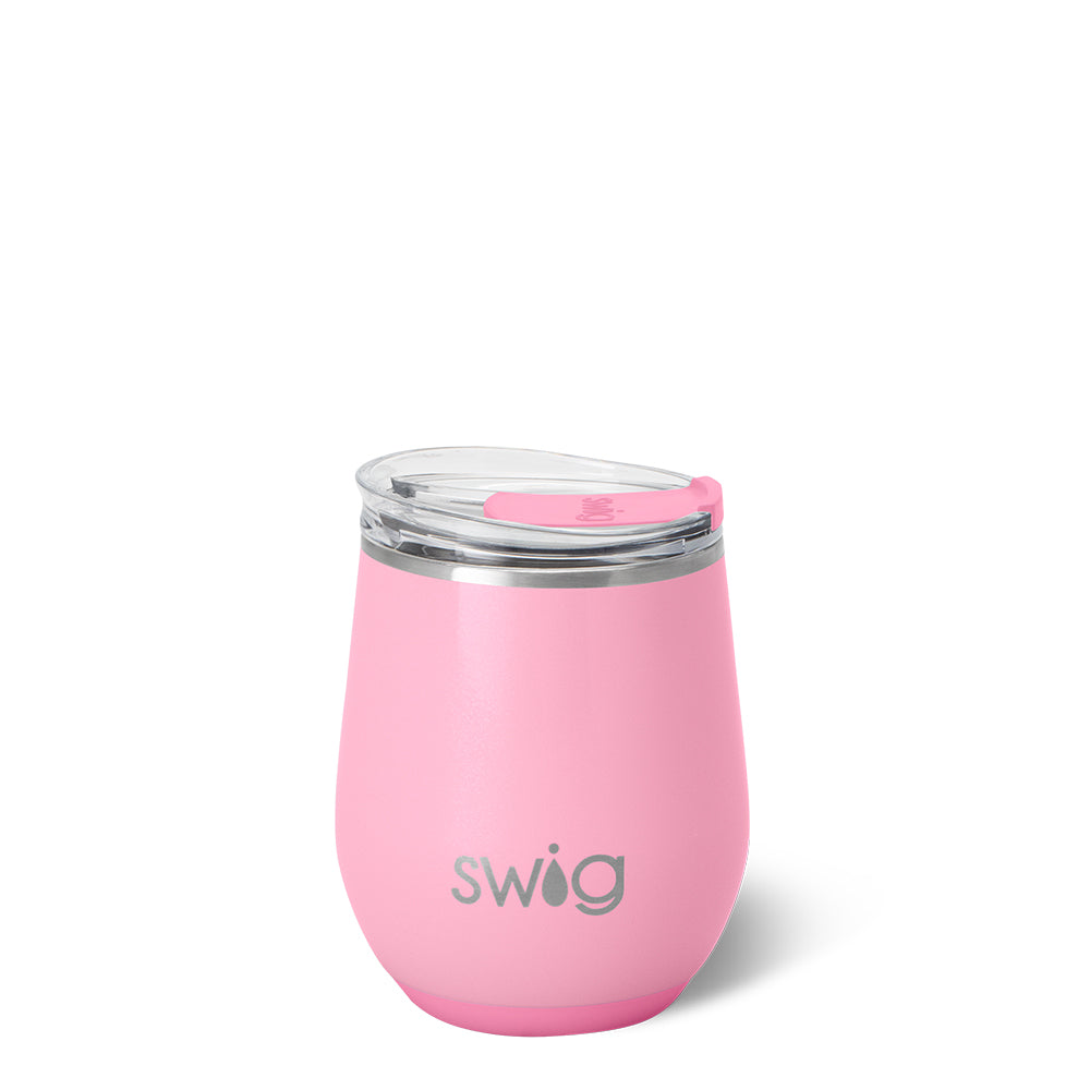 Shimmer Bubblegum Stemless Wine Glass - 12oz Colorful Drinking Cup for Parties, Weddings & Girls Night Out