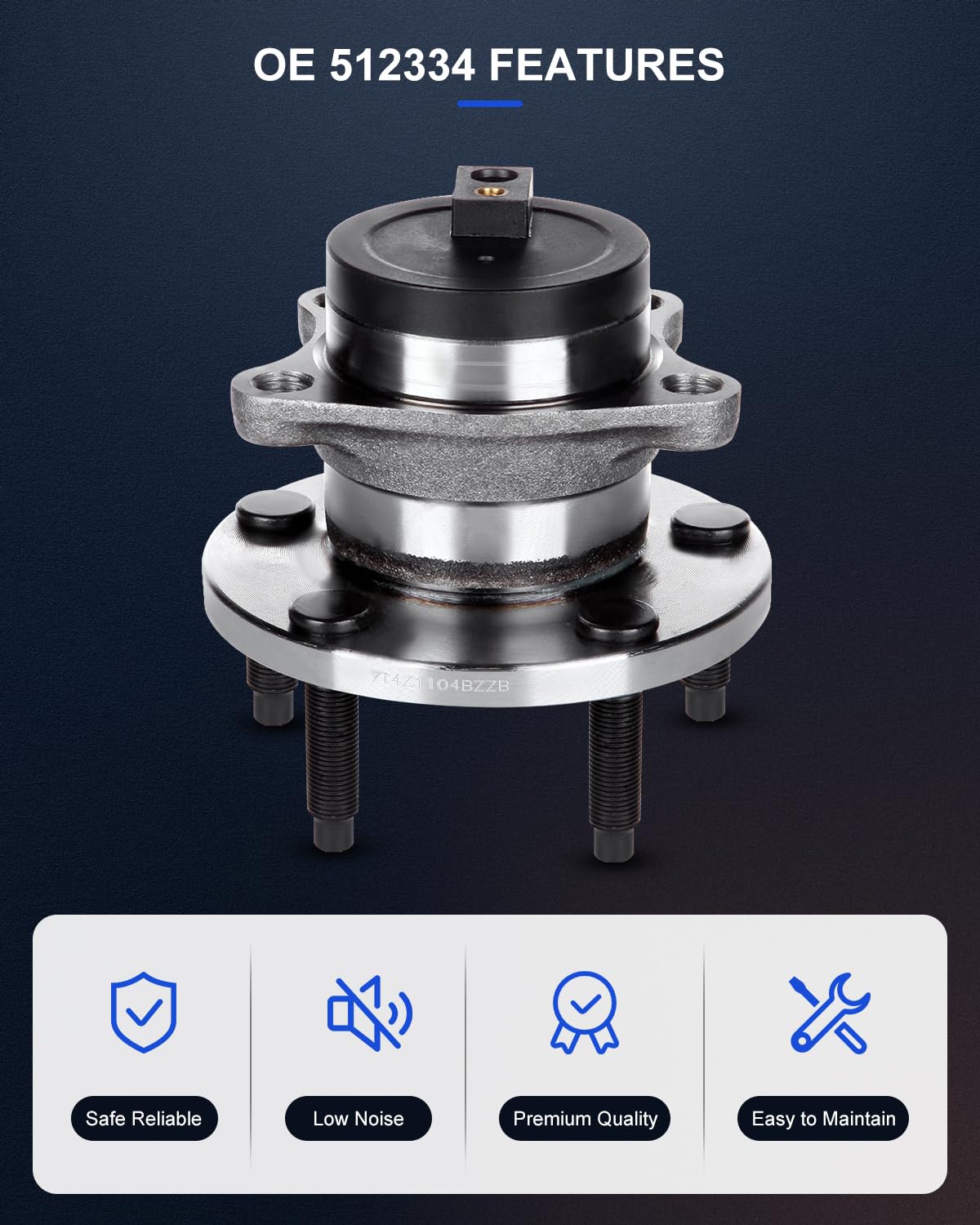 ECCPP Rear 5-Lug Wheel Bearing and Hub Assembly Compatible with 2007-2010 Ford Edge & Lincoln MKX - ABS Included (Part# 512334) - Perfect for Smooth Ride & Vehicle Maintenance