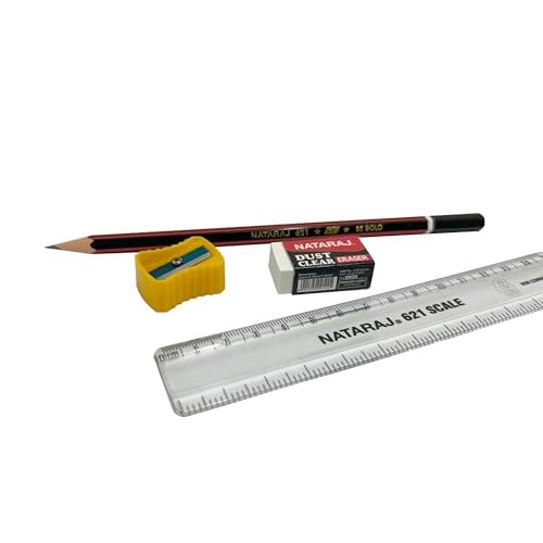 Best of Luck Kit - 4-Piece Stationery Set with Pencil, Sharpener, Eraser & Scale | Portable School & Office Supplies | Perfect Gift for Students & Professionals | Exam & Study Essentials