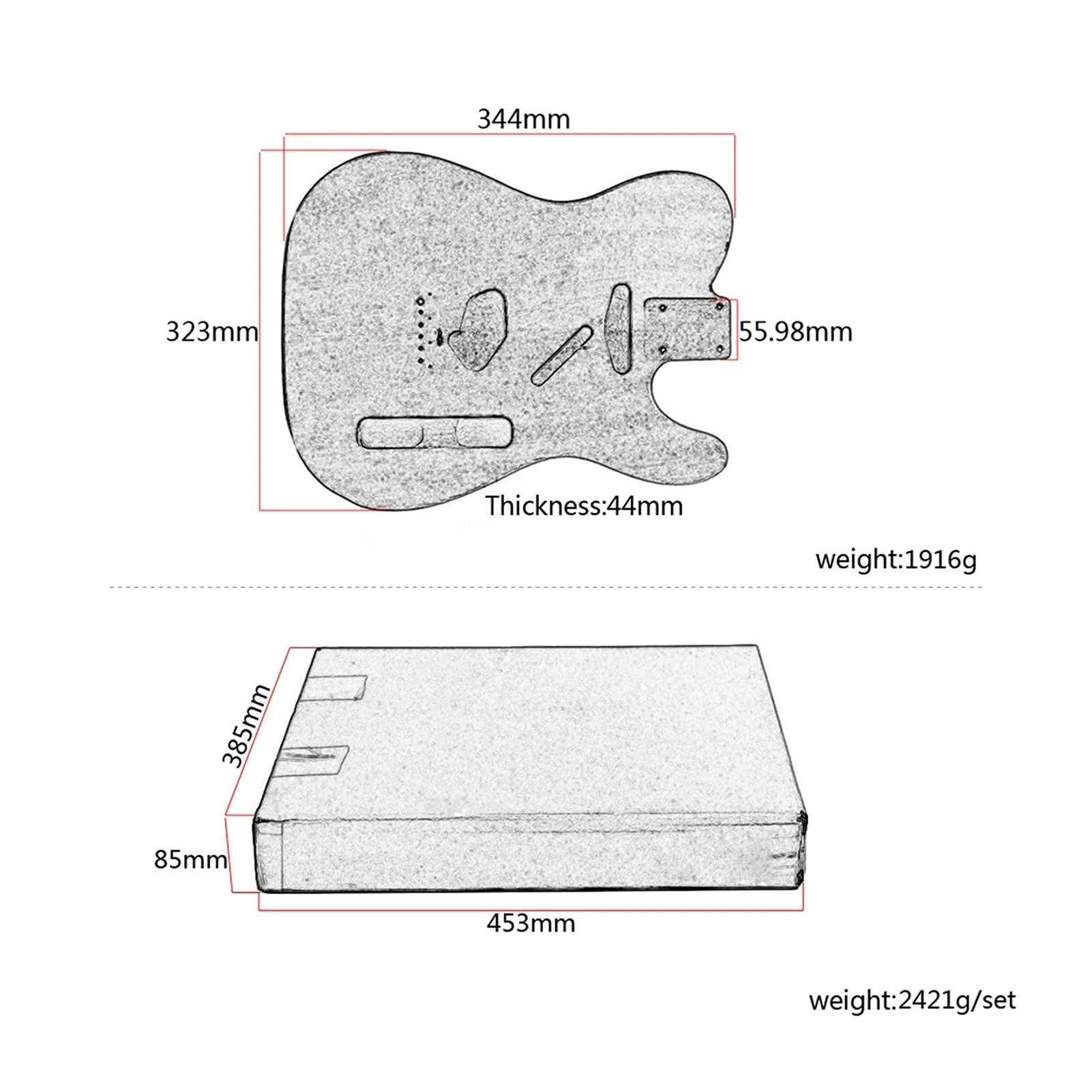 DIY Unfinished Electric Guitar Body Kit - Solid Wood TL Guitar Body for Custom Builds & Repairs - Natural Wood Color, Handmade Crafting Project for Musicians & Luthiers - Perfect for Home Studios, Music Classes & DIY Guitar Enthusiasts